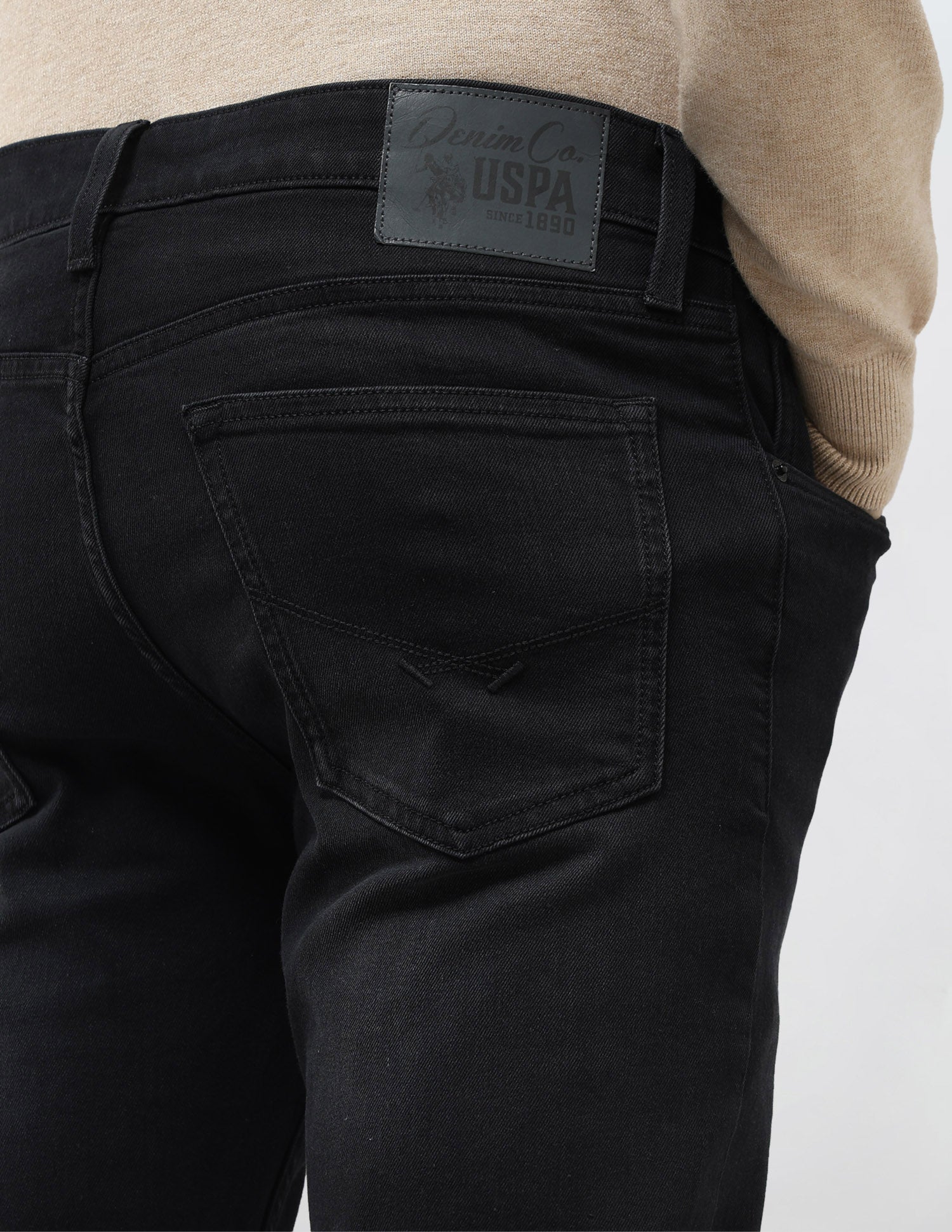 Regallo Skinny Fit Mid Rise Jeans Black - U.S. Polo Assn. India | Large