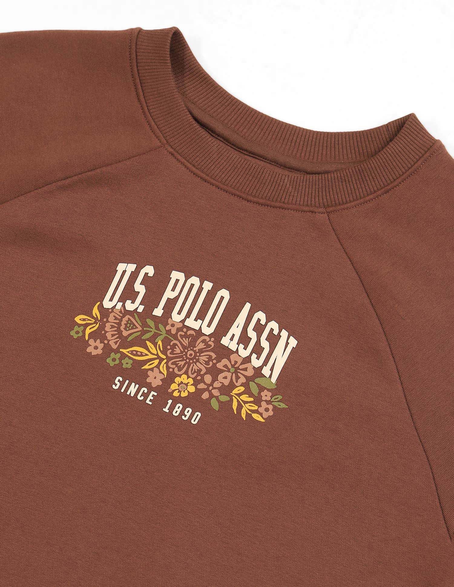 Raglan Fit Brand Printed Sweatshirt Dark Brown - U.S. POLO ASSN. | Large