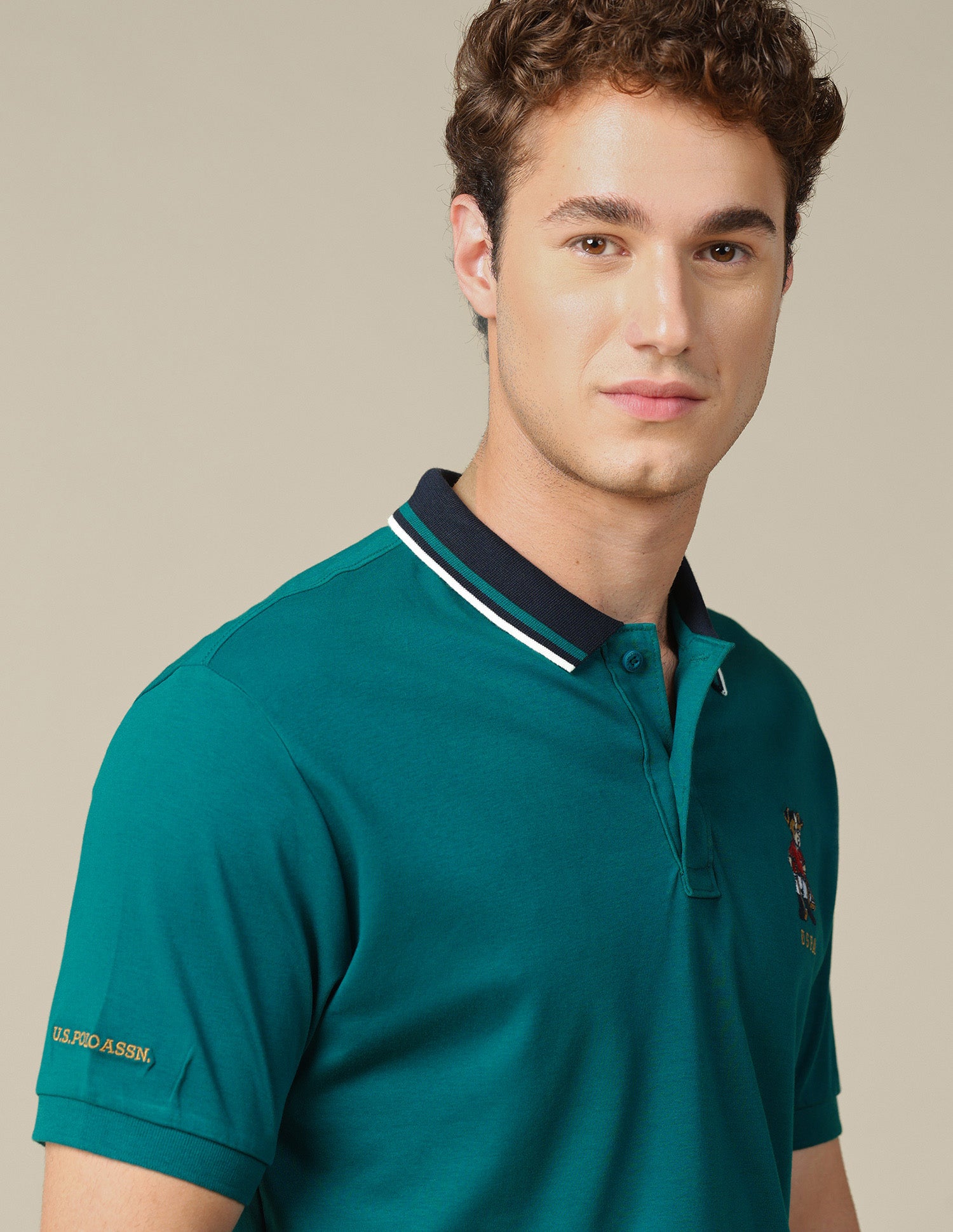 Solid Regular Fit Polo Shirt Teal - U.S. Polo Assn. India | Large