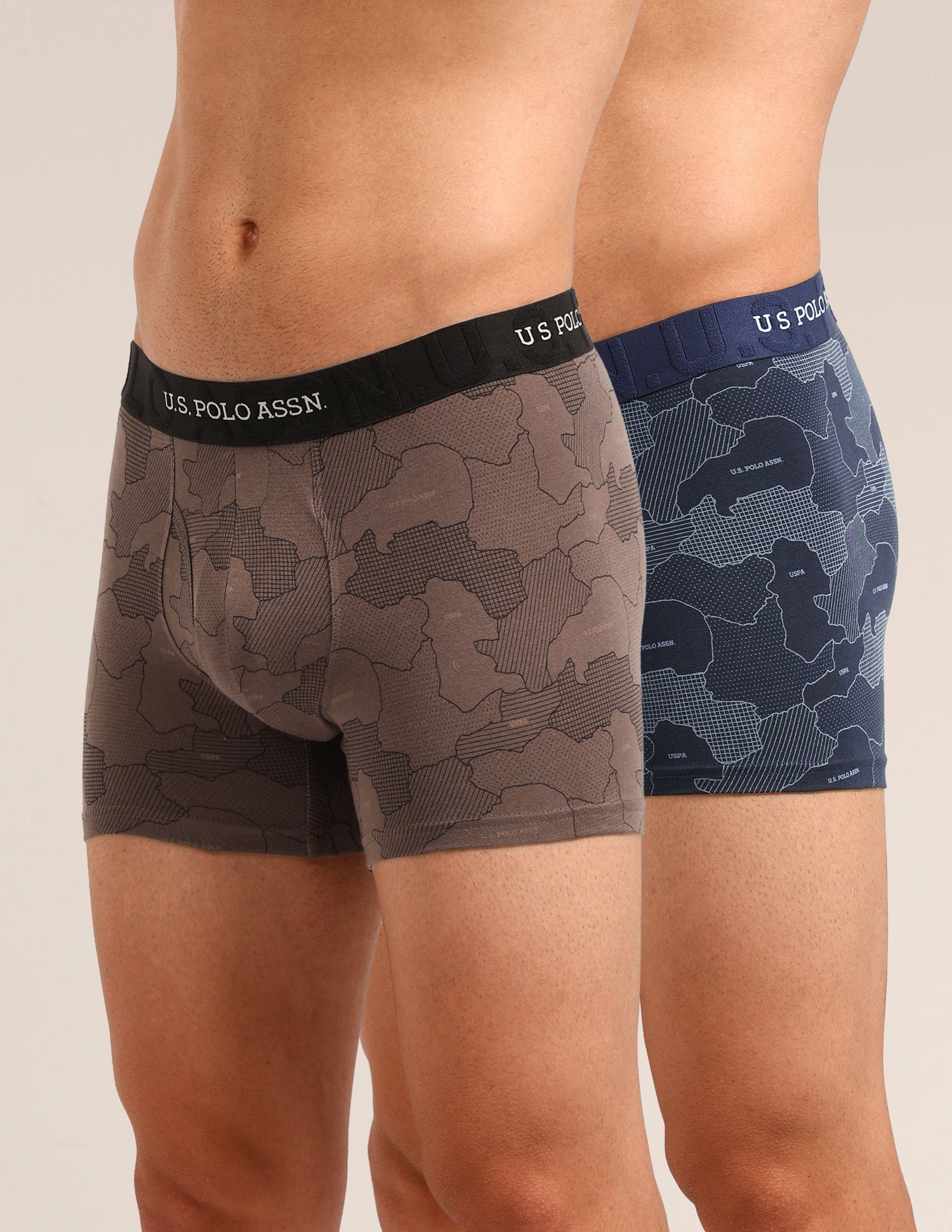 Printed Cotton Stretch Essential OET22 Long Trunk - Pack Of 2 Oceana/Bracken - U.S. Polo Assn. India | Large