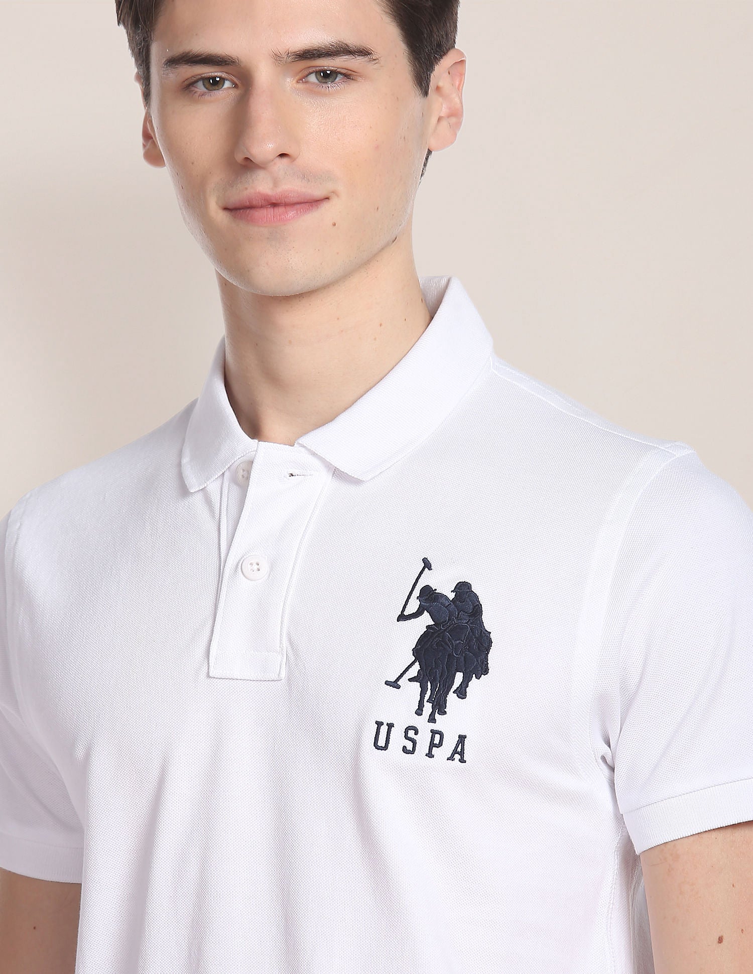 Compact Cotton Logo Polo Shirt White - U.S. Polo Assn. India | Large