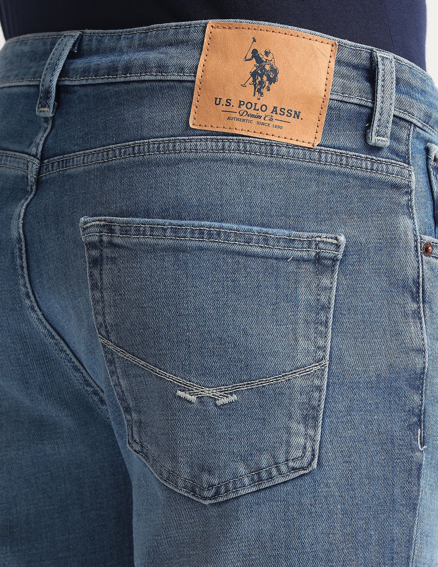 Harold Slim Straight Fit Blue Jeans Blue - U.S. Polo Assn. India | Large