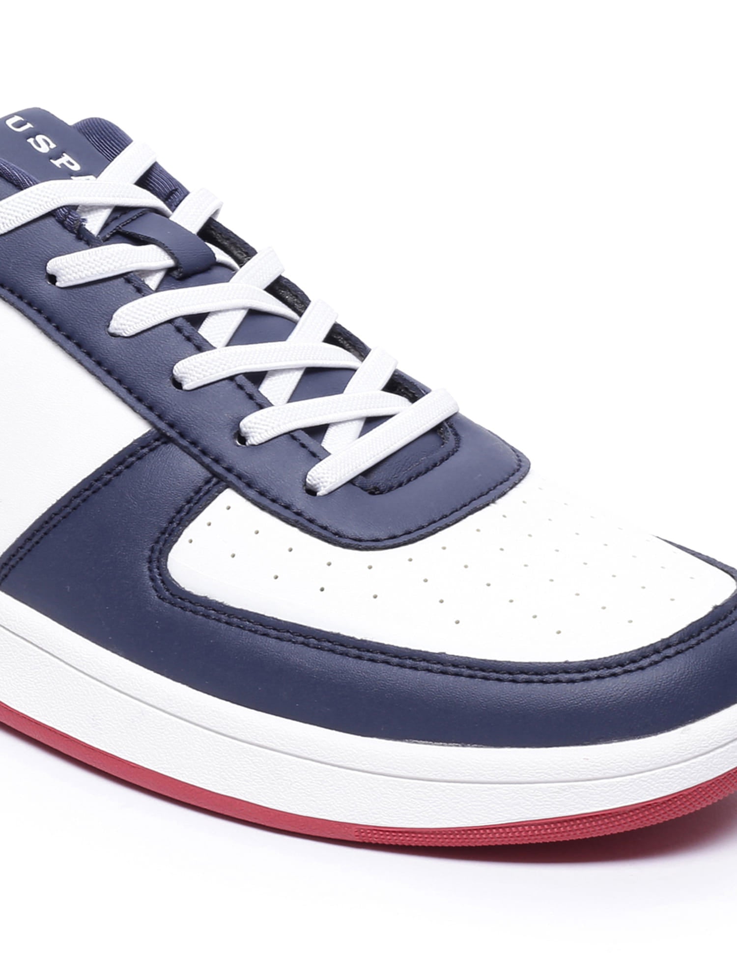 Colour Block Perforated Rein Sneakers Dark Blue and White - U.S. Polo Assn. India | Large