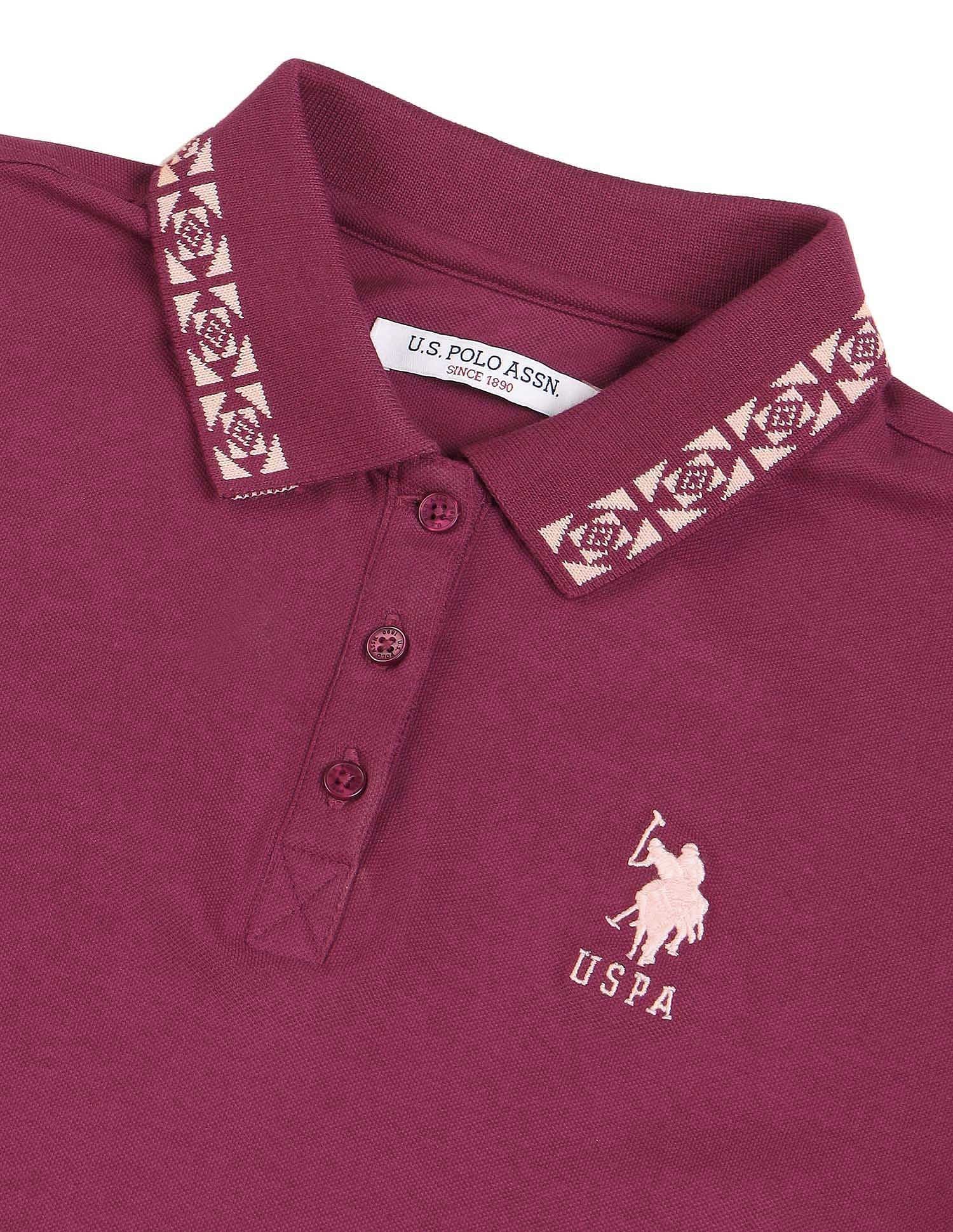 Regular Fit Solid Polo Shirt Wine - U.S. POLO ASSN. | Large