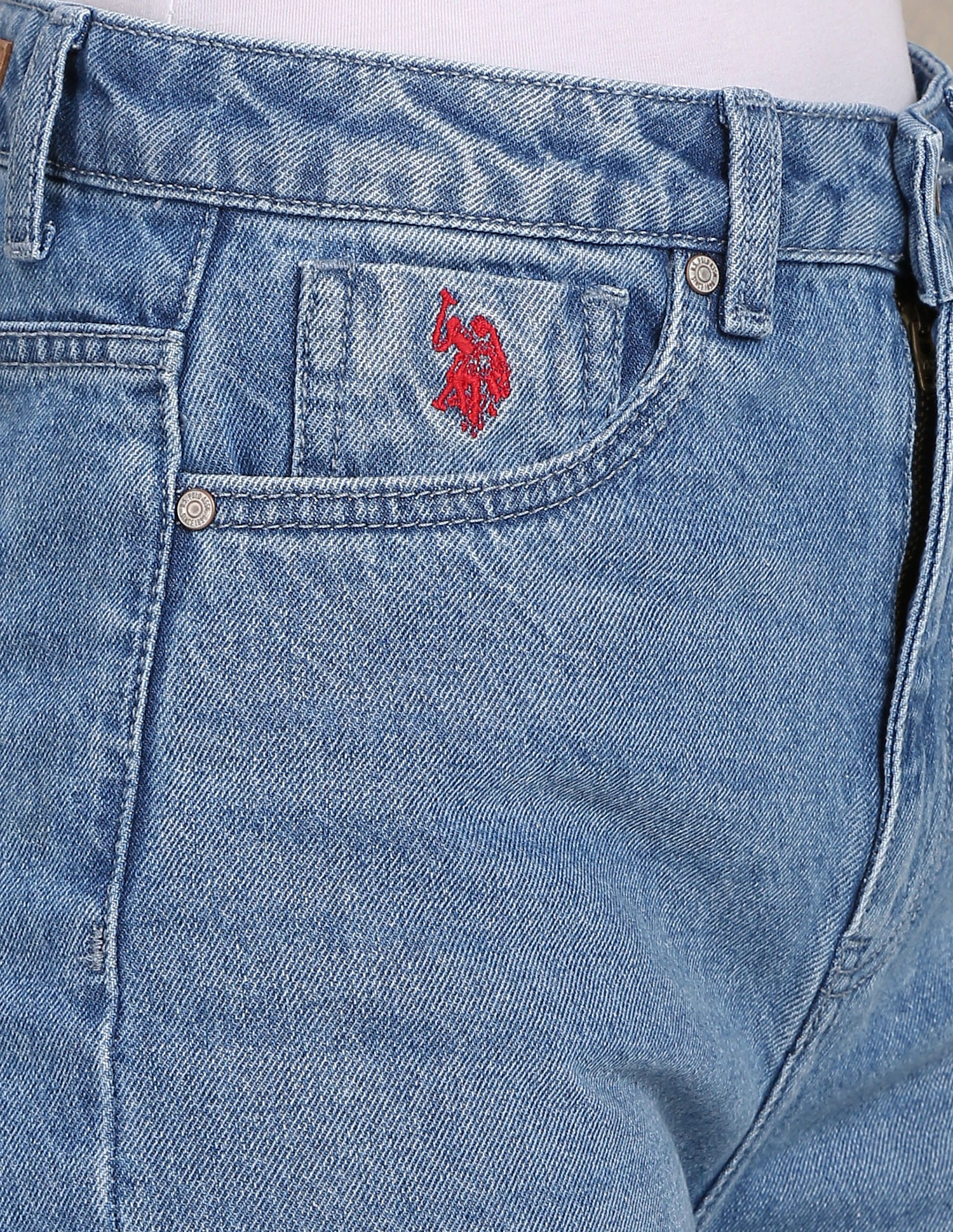 Stone Wash Wide Leg Jeans Blue - U.S. Polo Assn. India | Large