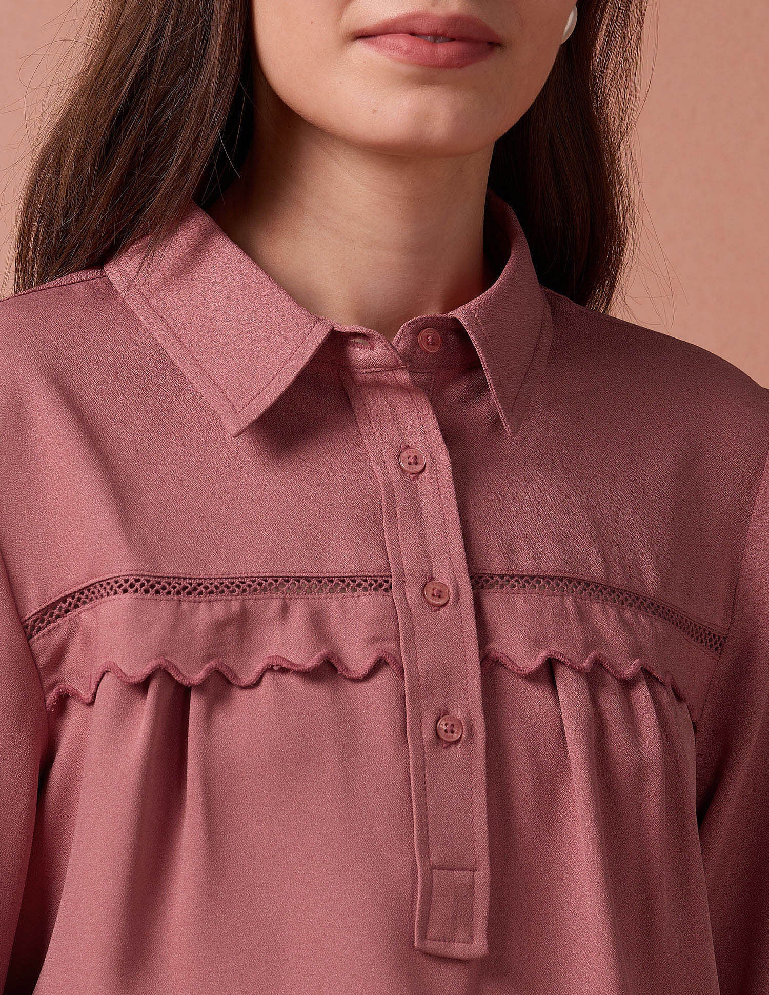 Scallop Lace Solid Top Pink - U.S. POLO ASSN. | Large