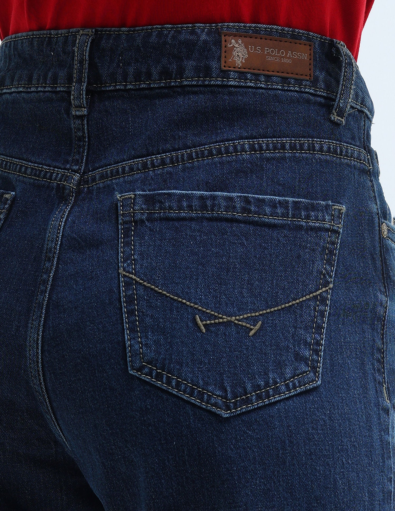 High Rise Straight Fit Jeans Dark Blue - U.S. POLO ASSN. | Large