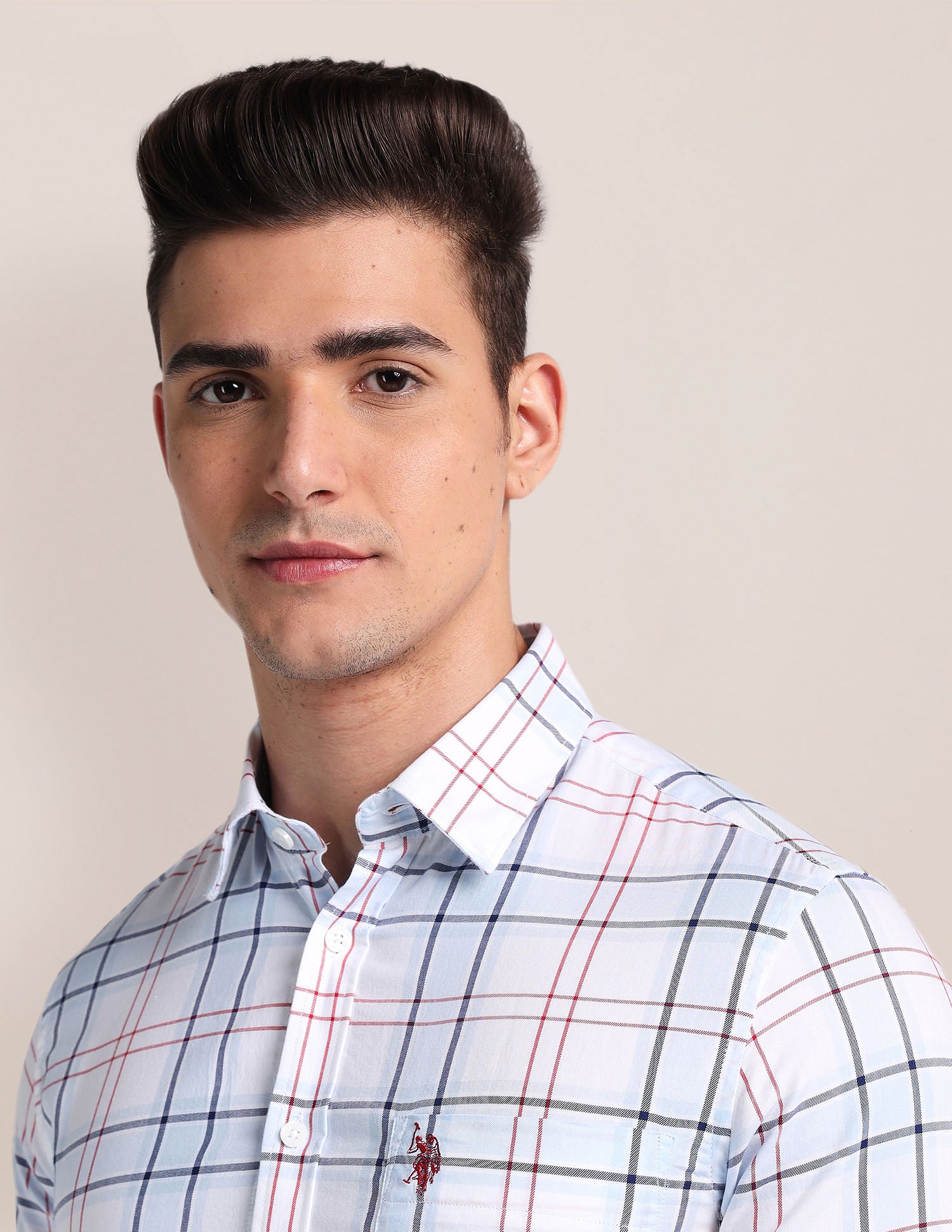 Premium Cotton Tartan Shirt Light Blue - U.S. Polo Assn. India | Large