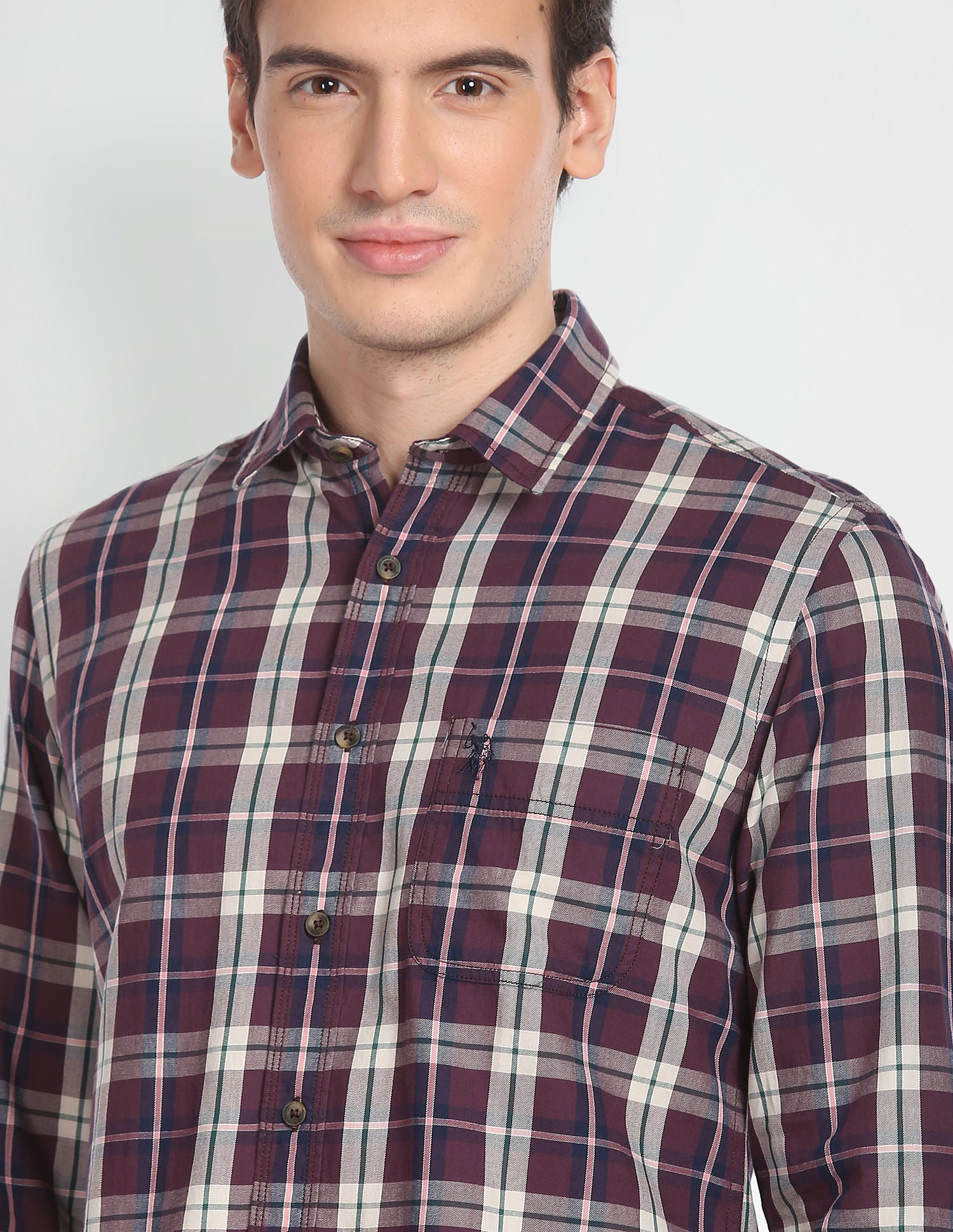 Outdoor Check Twill Shirt Wine - U.S. Polo Assn. India | Large