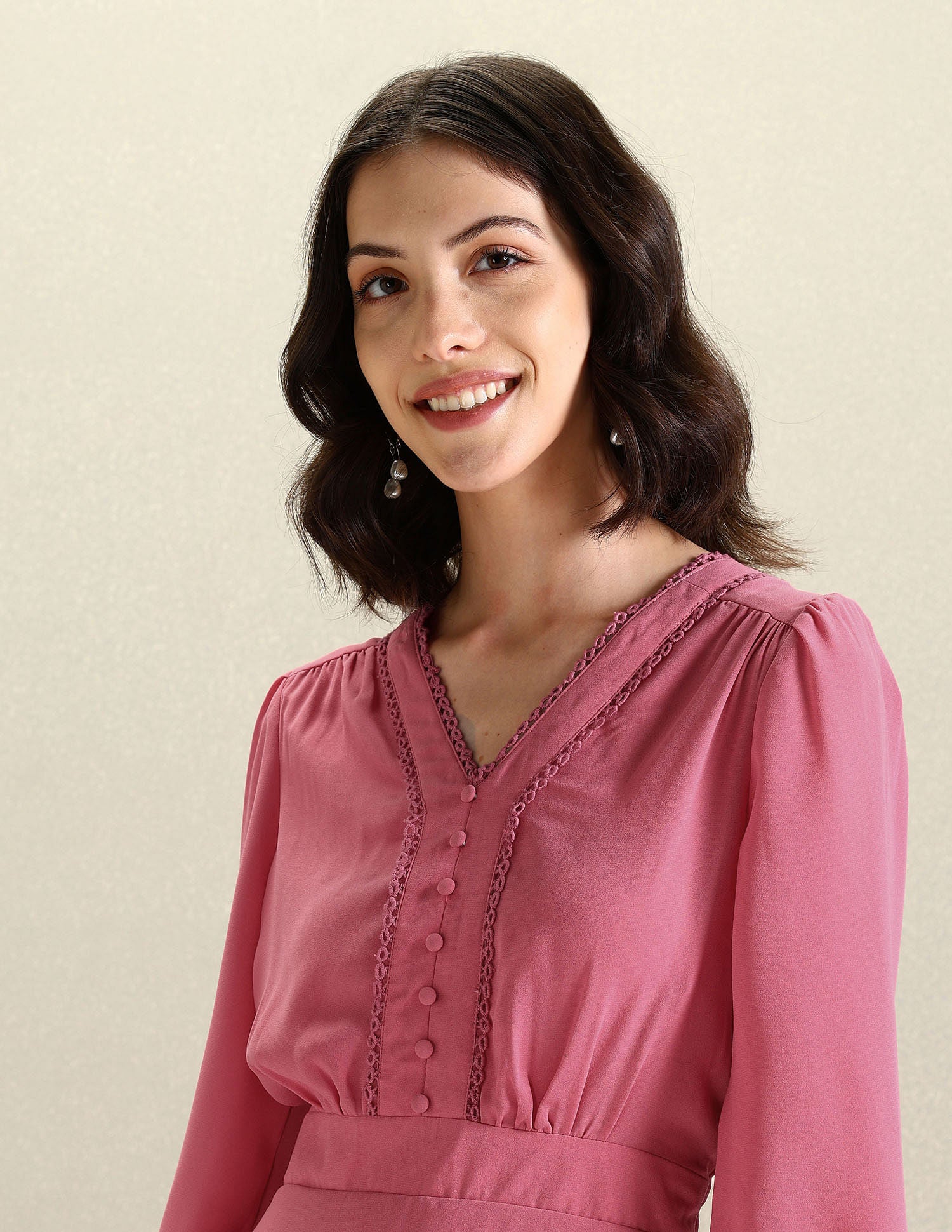 Lace Georgette Fit And Flare Dress Pink - U.S. POLO ASSN. | Large