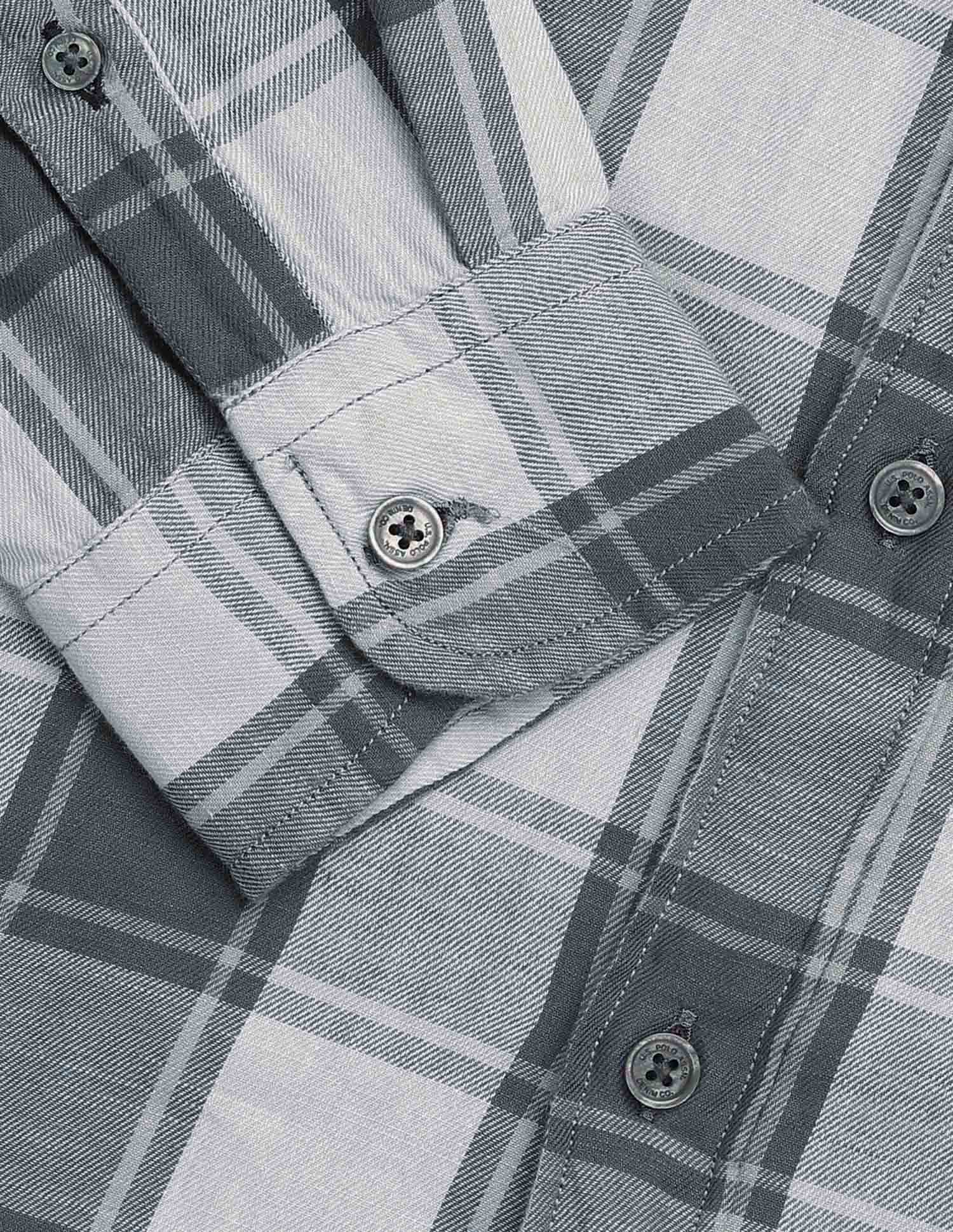 Plaid Checked Twill Shirt Light Grey - U.S. Polo Assn. India | Large