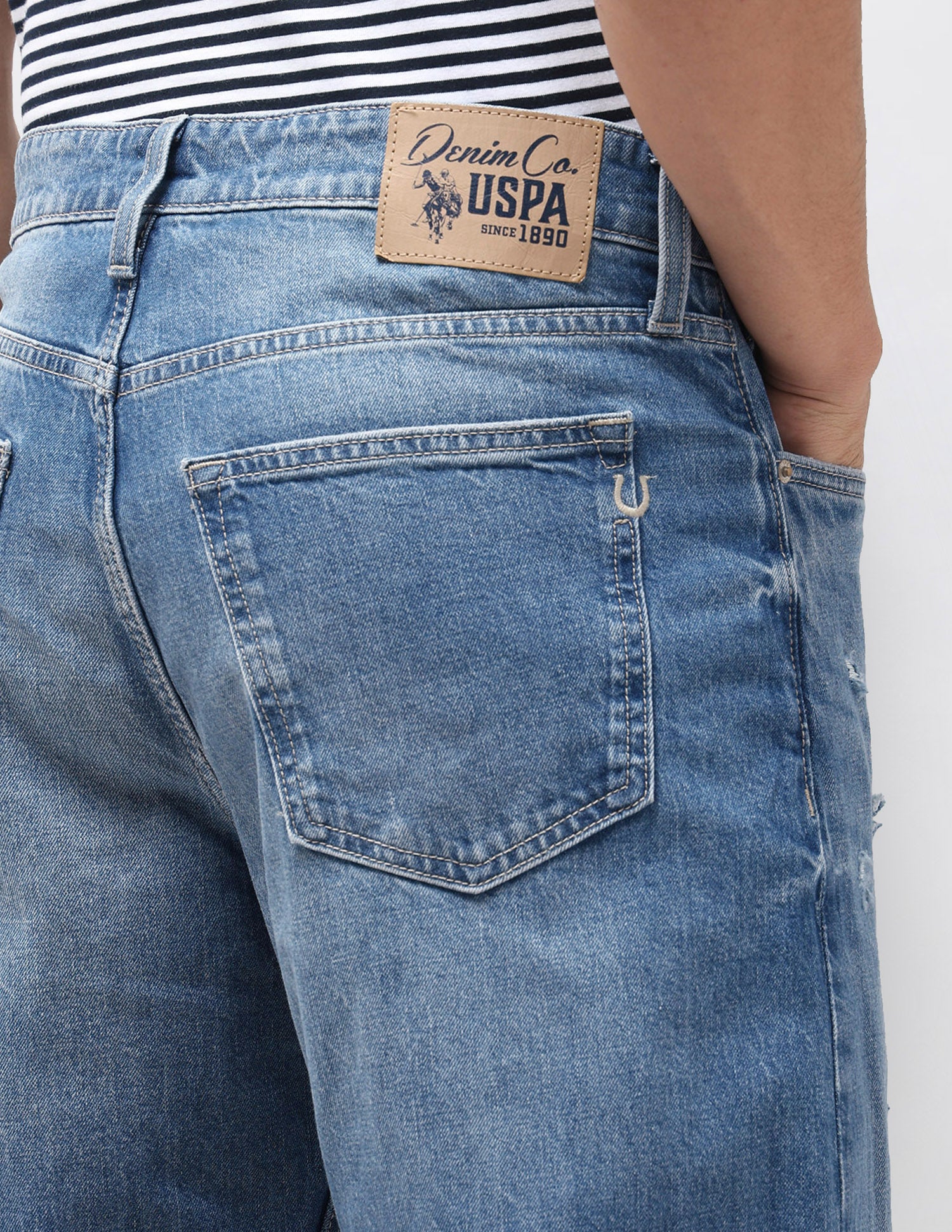 Logan Loose Straight Fit Blue Jeans Mid Blue - U.S. Polo Assn. India | Large