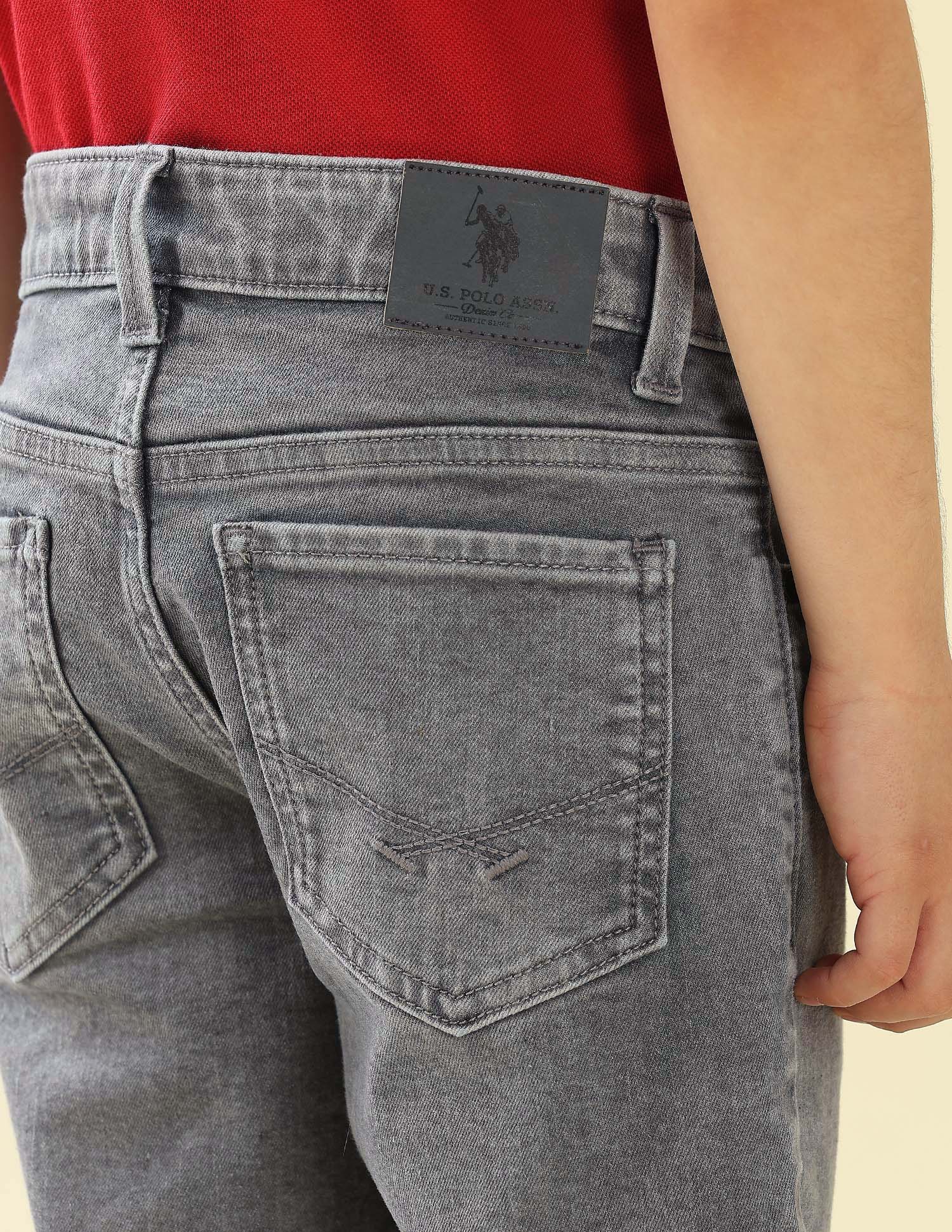 Relaxed Fit Stone Washed Jeans Grey - U.S. Polo Assn. India | Large