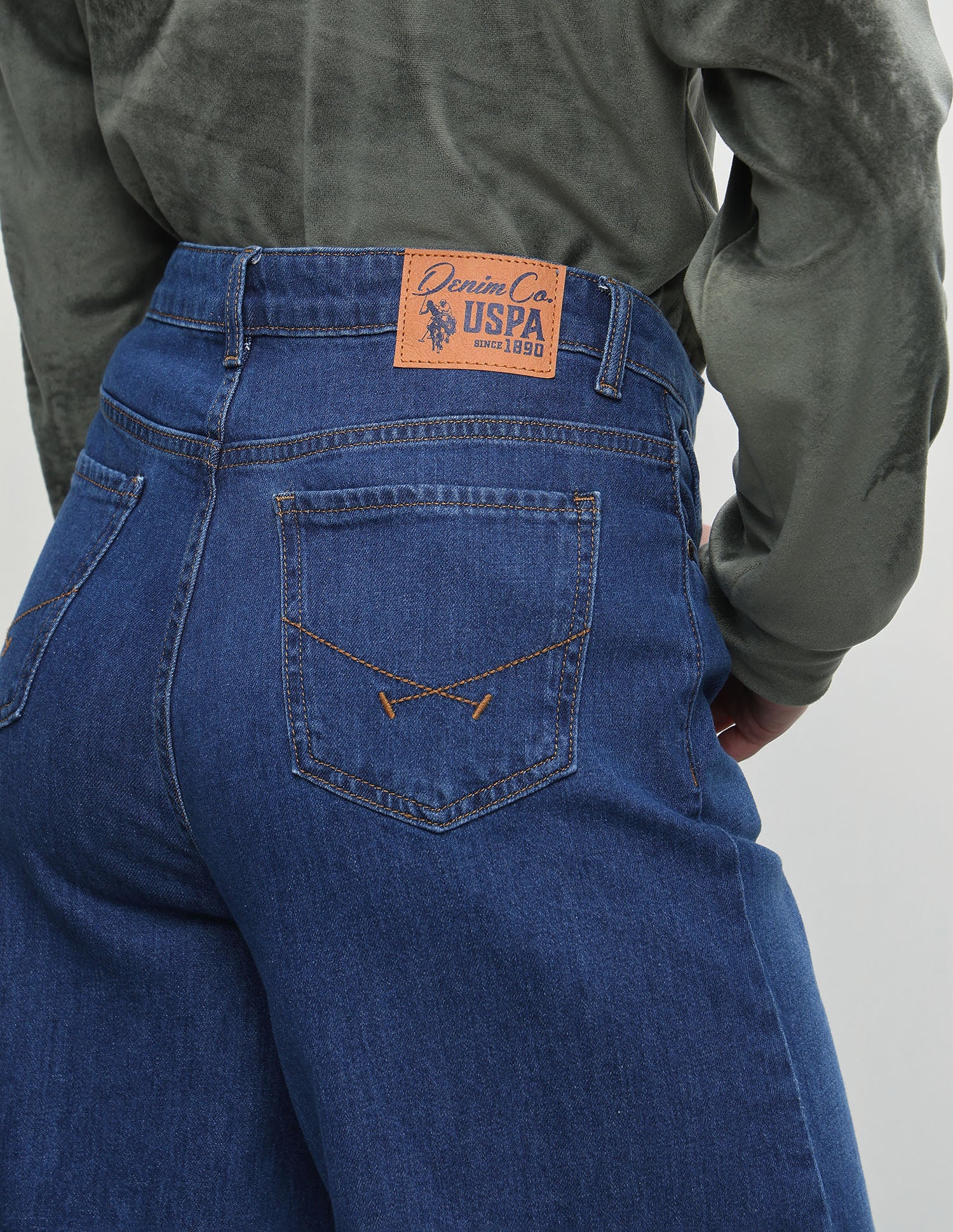 High Rise Wide Leg Fit Jeans Dark Blue - U.S. Polo Assn. India | Large