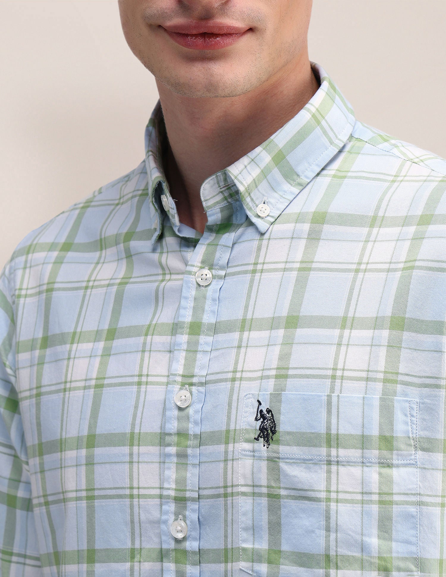 Tailored Fit Tartan Checked Shirt Green - U.S. Polo Assn. India | Large