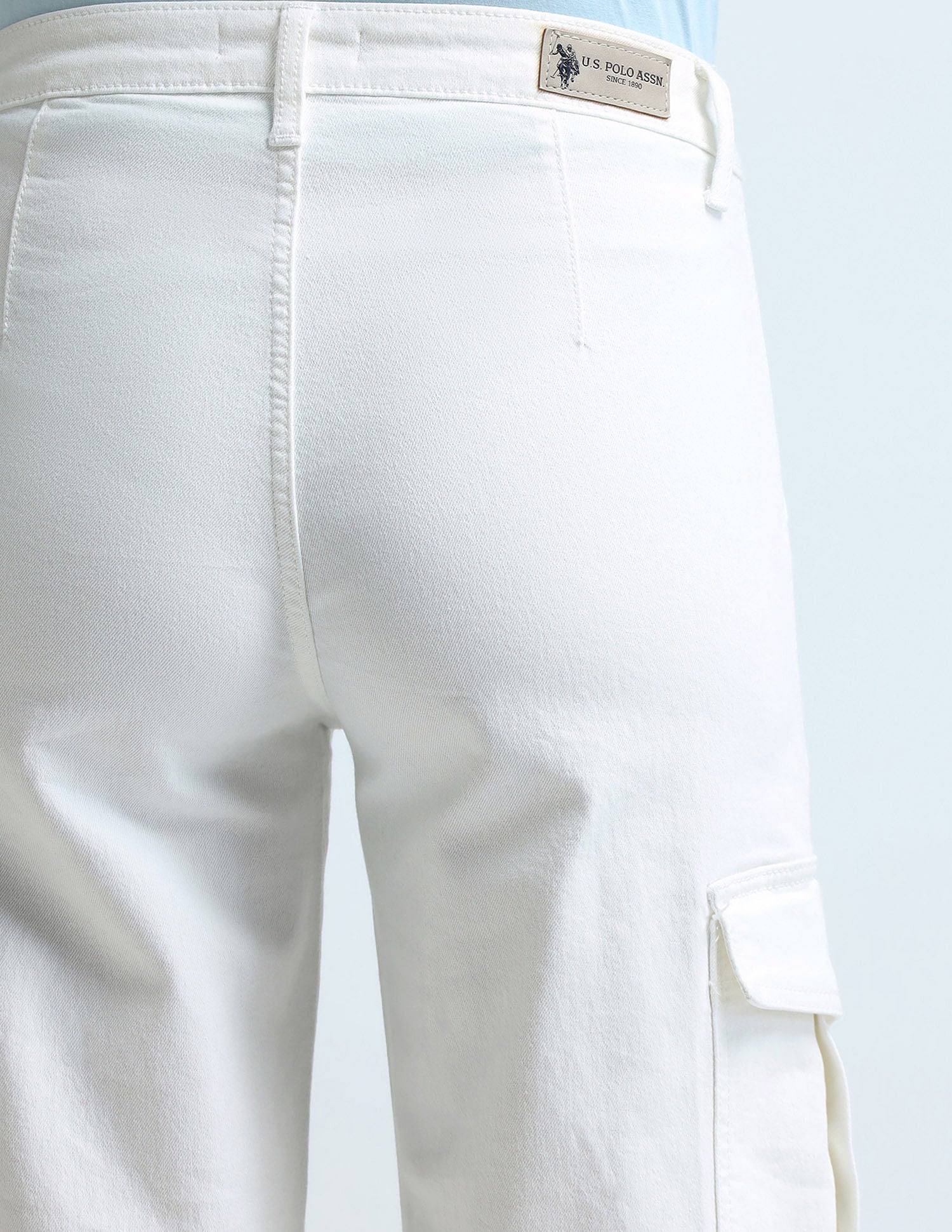 Wide Leg Cargo Fit White Jeans White - U.S. Polo Assn. India | Large