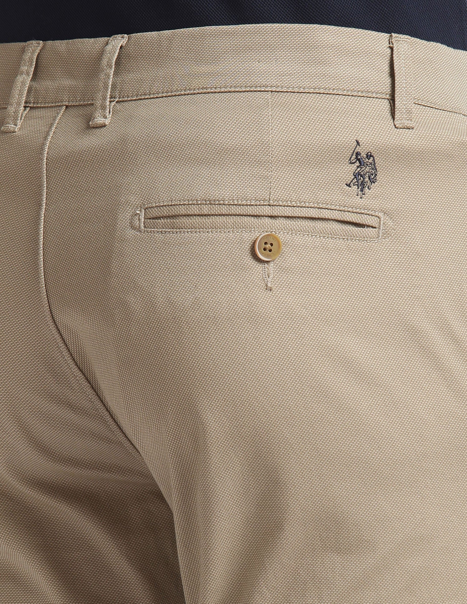 Slim Straight Dobby Trousers Khaki - U.S. Polo Assn. India | Large