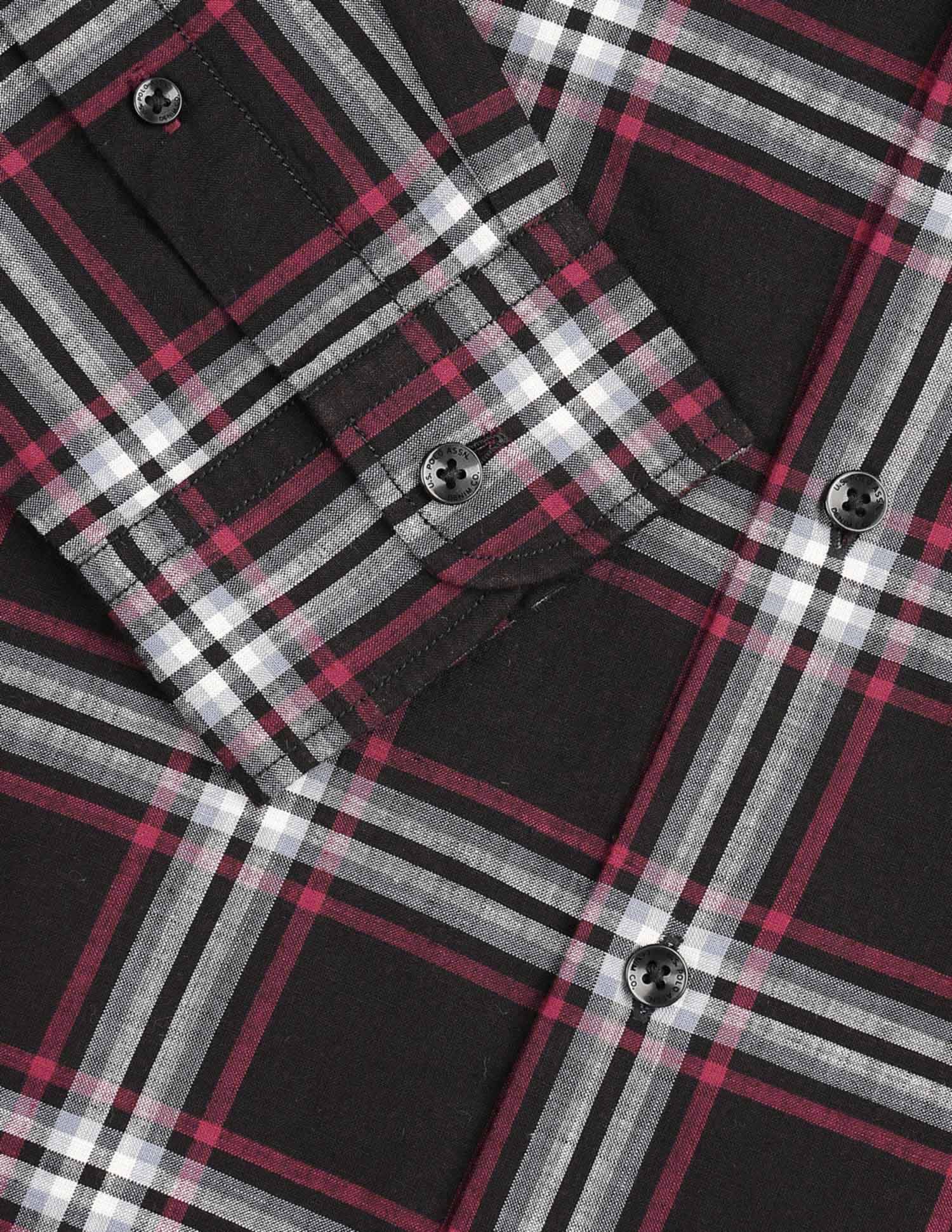 Grid Tattersall Checked Regular Fit Shirt Black - U.S. POLO ASSN. | Large