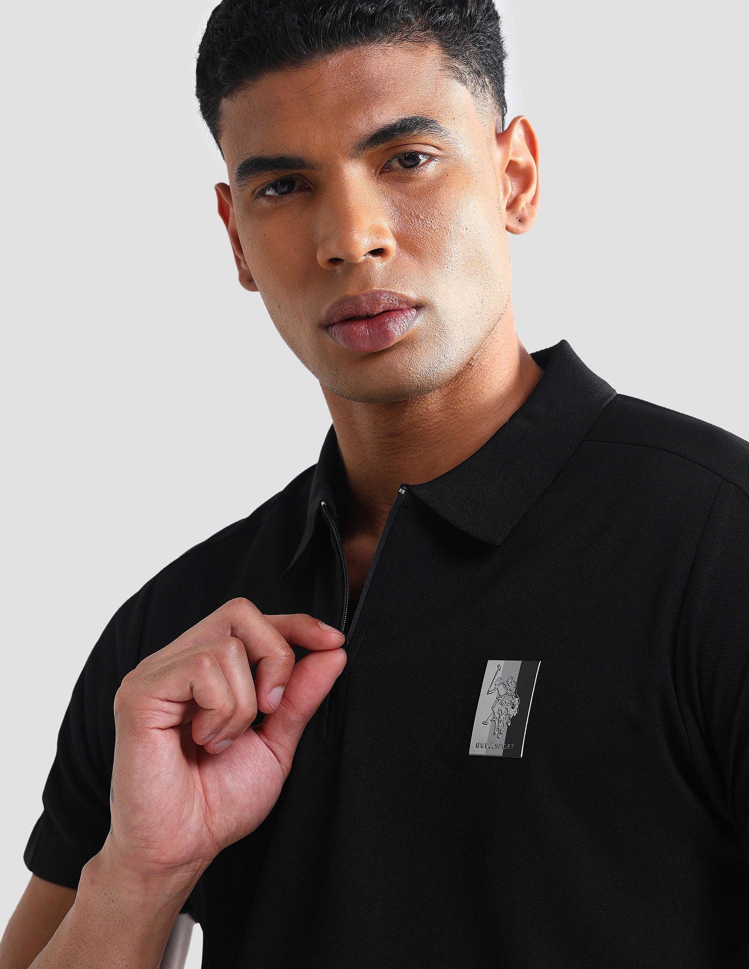 Small Logo Slim Fit Polo Shirt Black - U.S. Polo Assn. India | Large