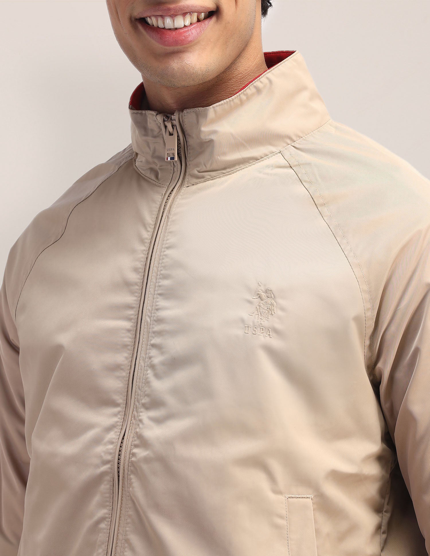 Solid Regular Fit Jacket Khakhi - U.S. POLO ASSN. | Large