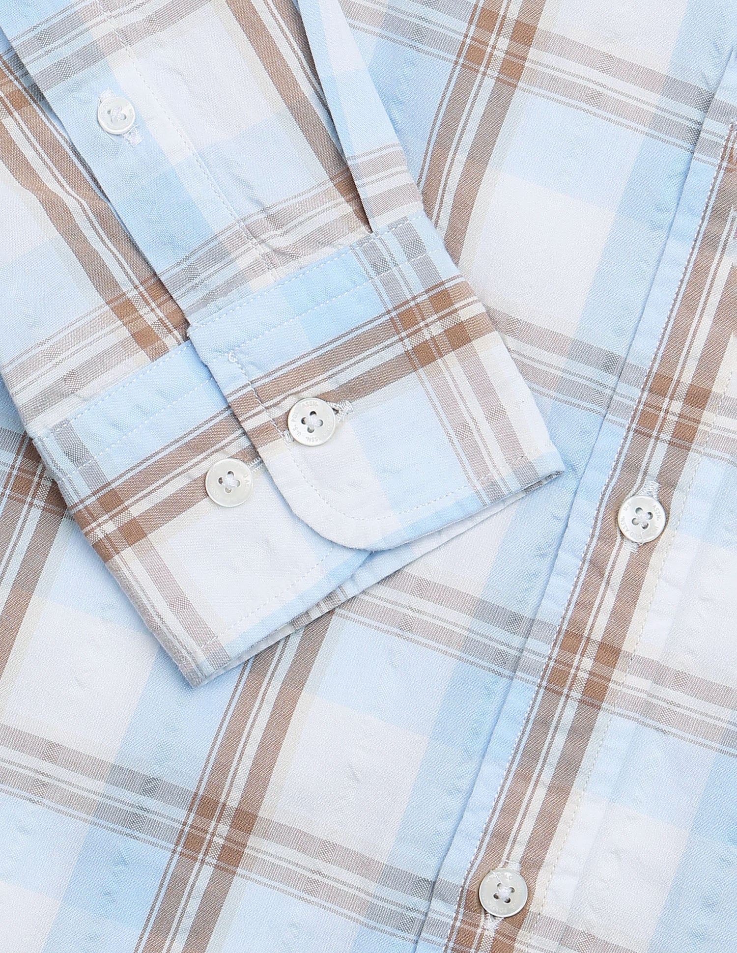 Tartan Checked Seersucker Shirt Light Brown - U.S. Polo Assn. India | Large