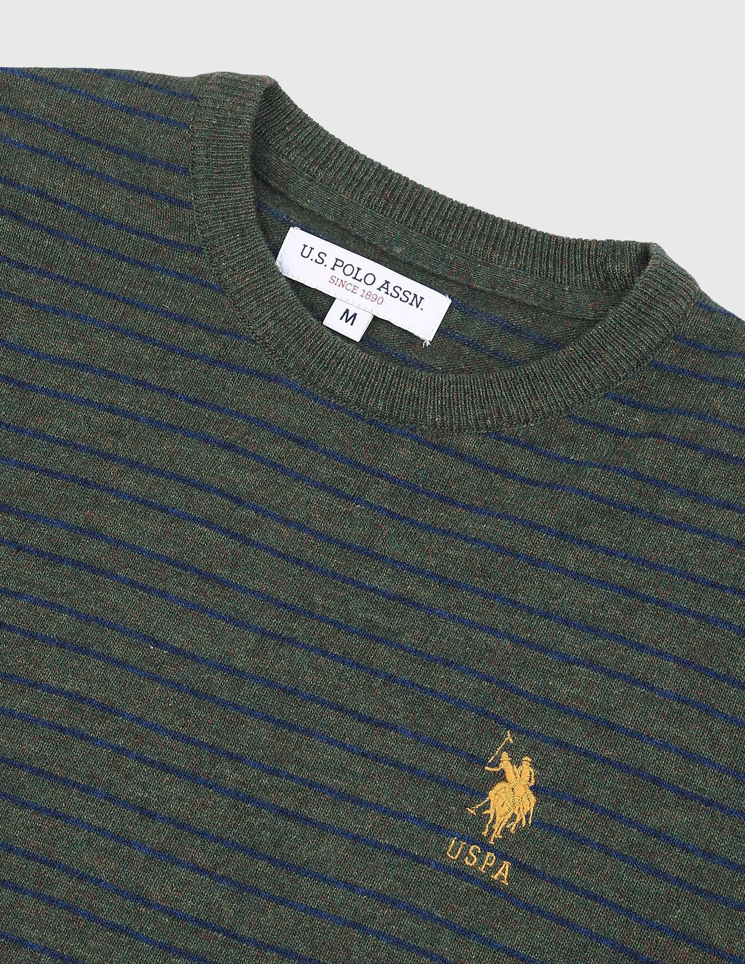 Horizontal Striped Regular Fit Sweater Olive - U.S. Polo Assn. India | Large