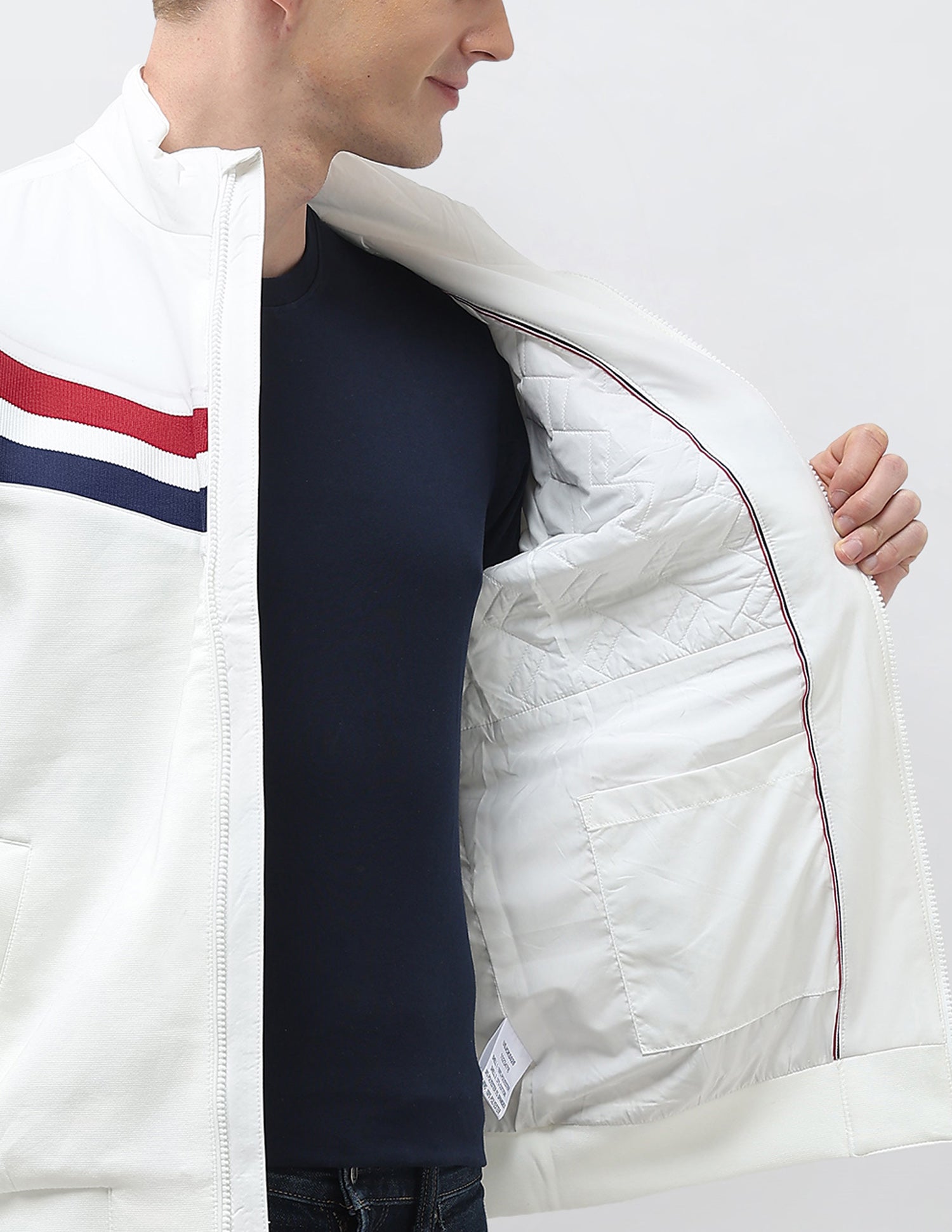 Horizontal Striped Regular Fit Jacket White - U.S. Polo Assn. India | Large