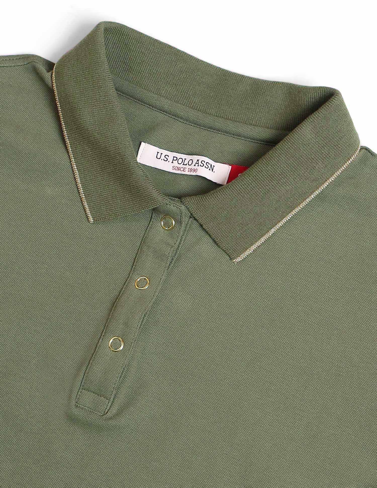 Regular Fit Solid Polo Shirt Light Olive - U.S. POLO ASSN. | Large