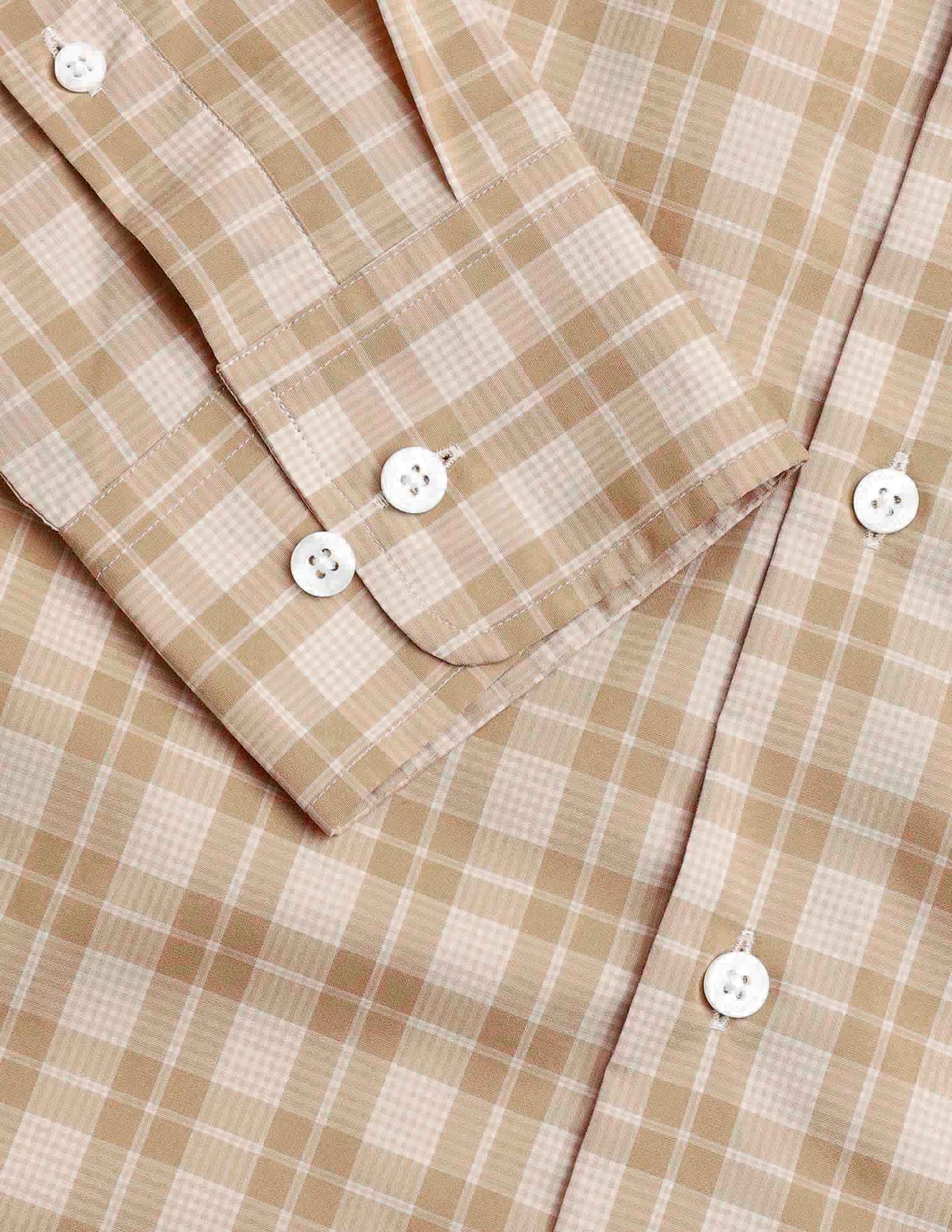 Grid Tattersall Checked Tailored Fit Shirt Beige - U.S. Polo Assn. India | Large