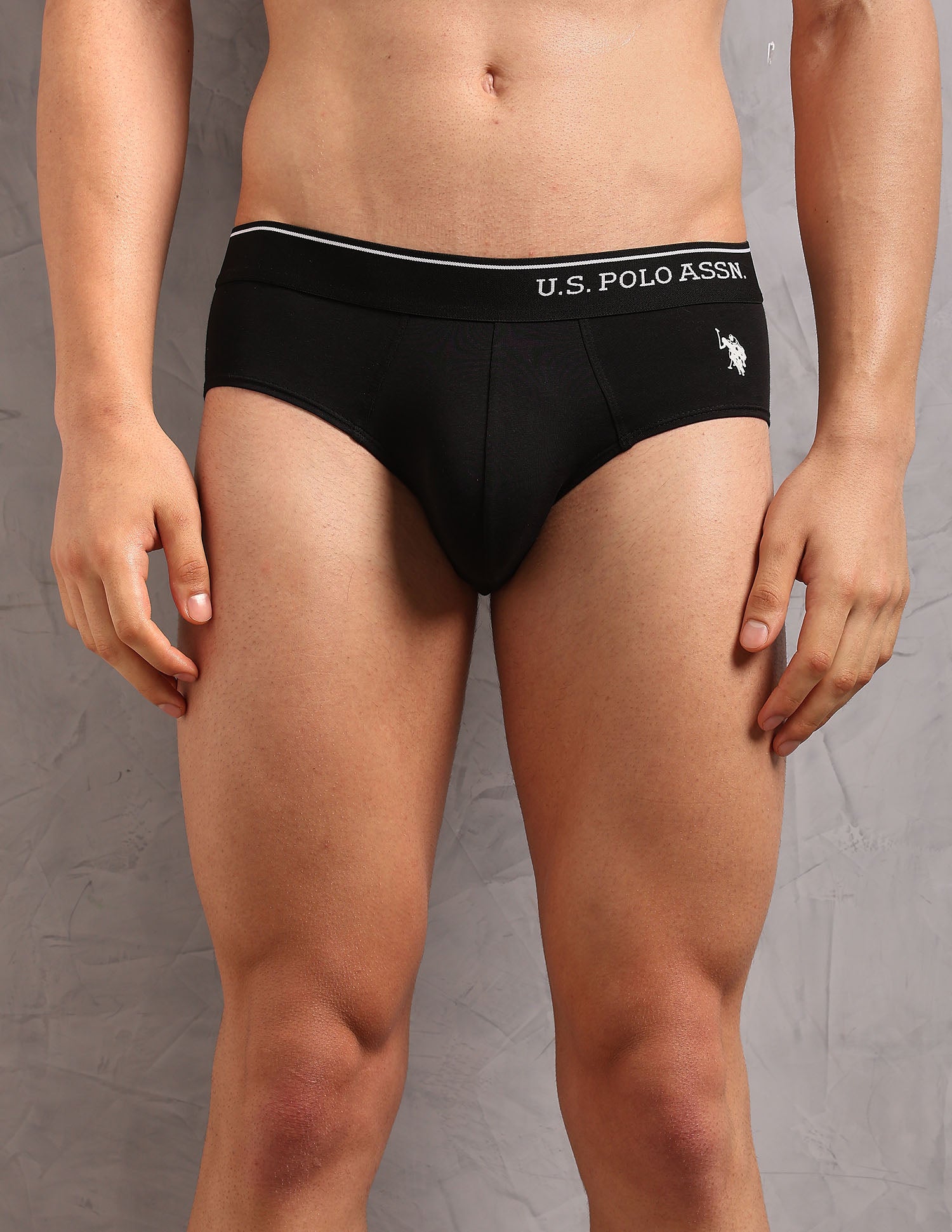 Cotton Stretch Breathable OEB18 Briefs - Pack Of 2 Uspa Black and Coco Cream - U.S. POLO ASSN. | Large