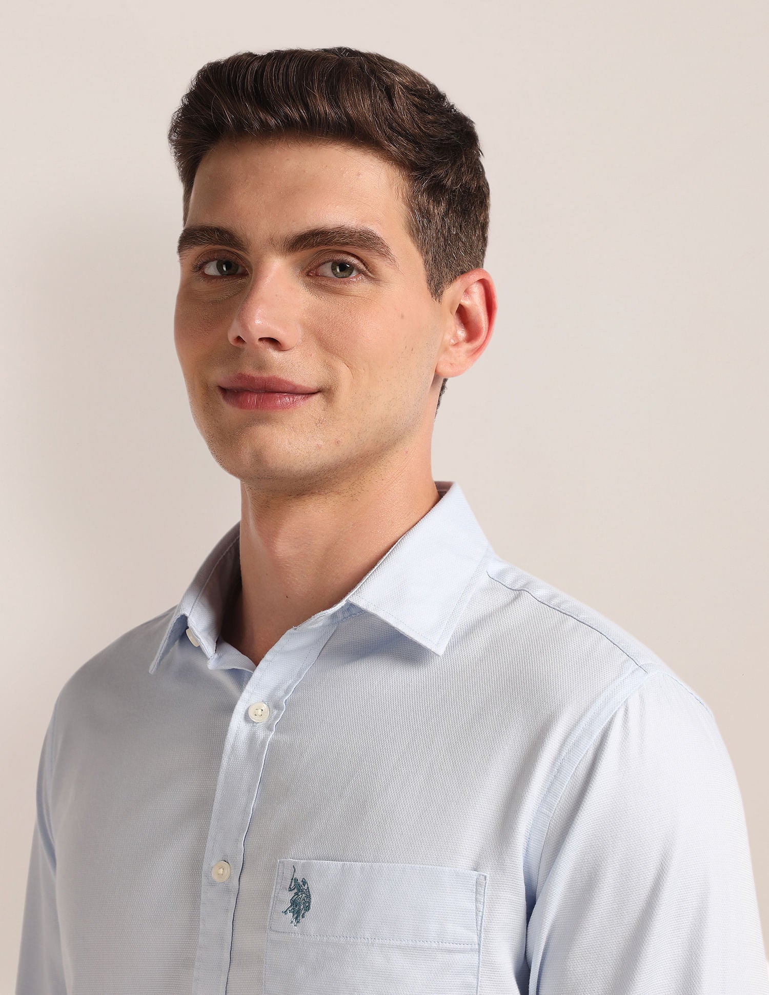 Regular Fit Dobby Shirt Blue - U.S. Polo Assn. India | Large