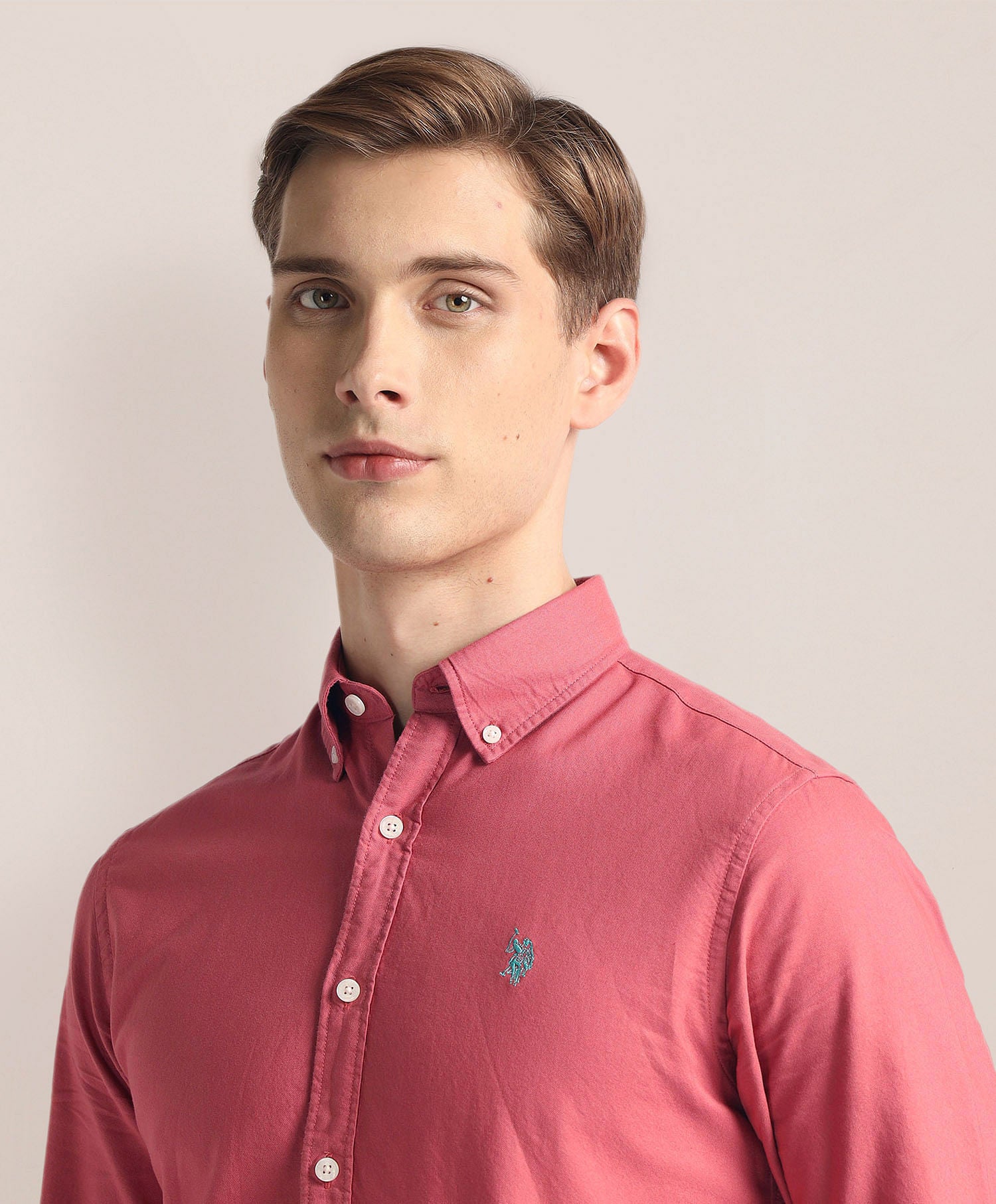 Button Down Collar Solid Shirt Rust - U.S. Polo Assn. India | Large