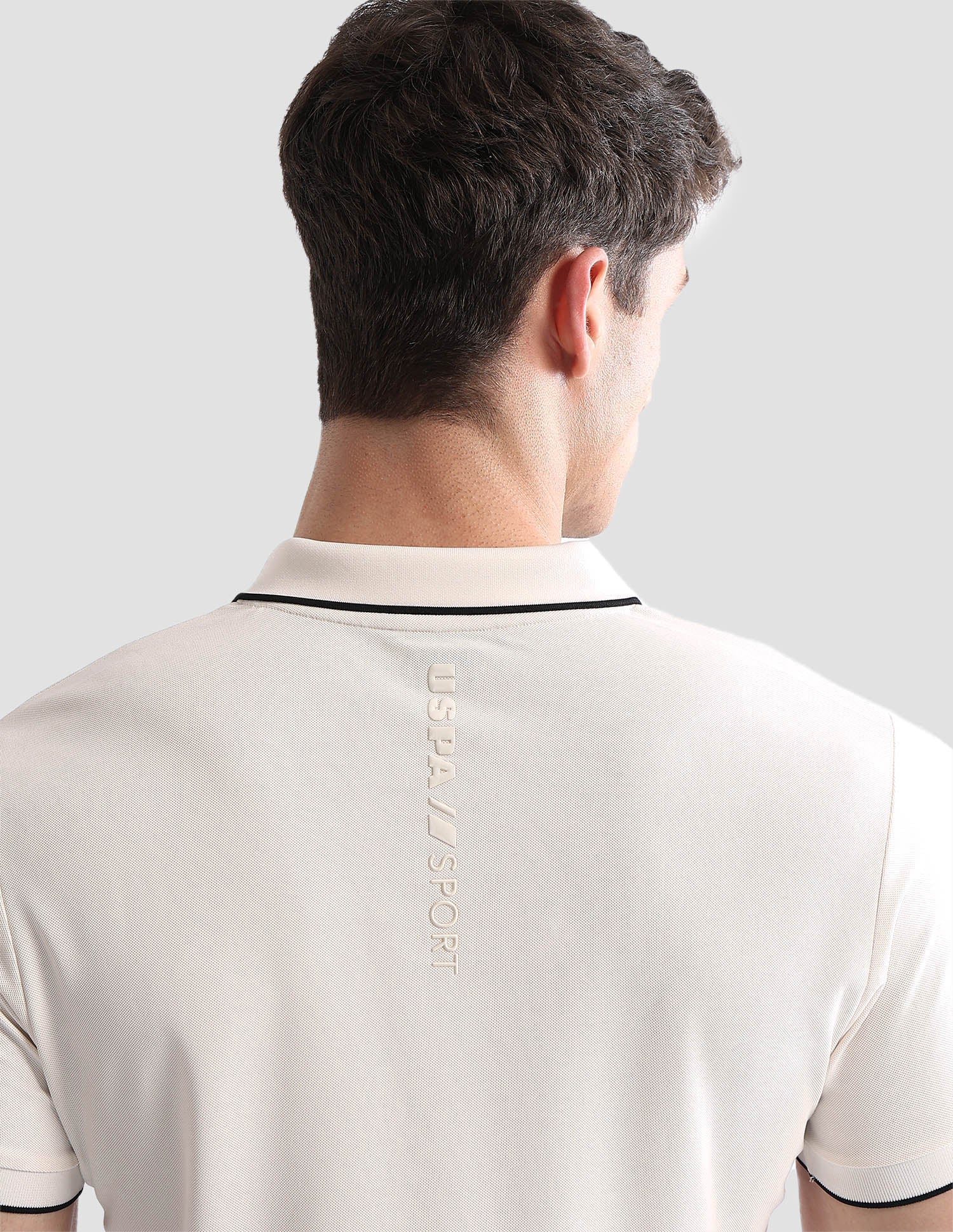 Brand Embossed Regular Fit Active Polo Shirt Off White - U.S. POLO ASSN. | Large