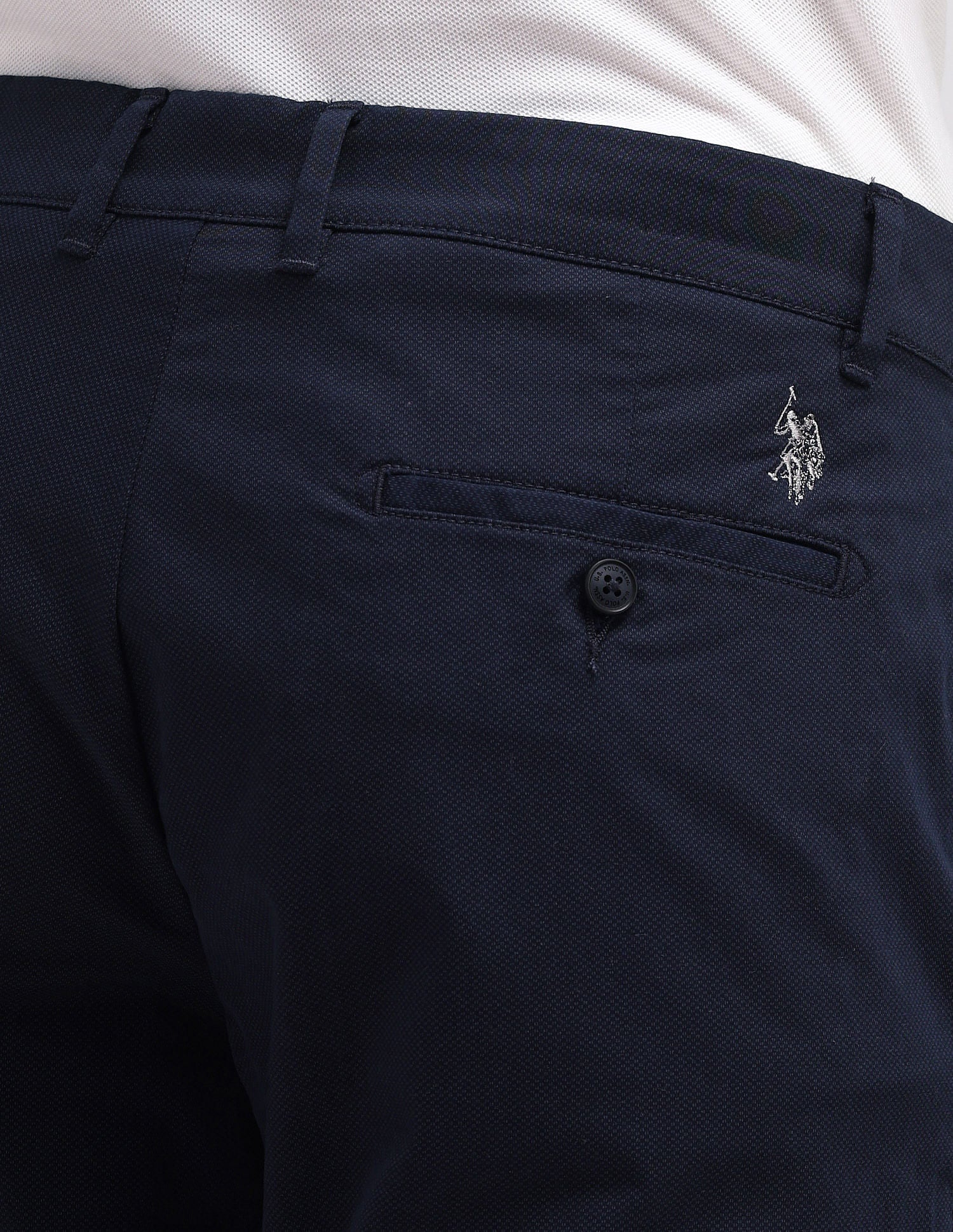 Denver Slim Fit Solid Trousers Navy - U.S. POLO ASSN. | Large