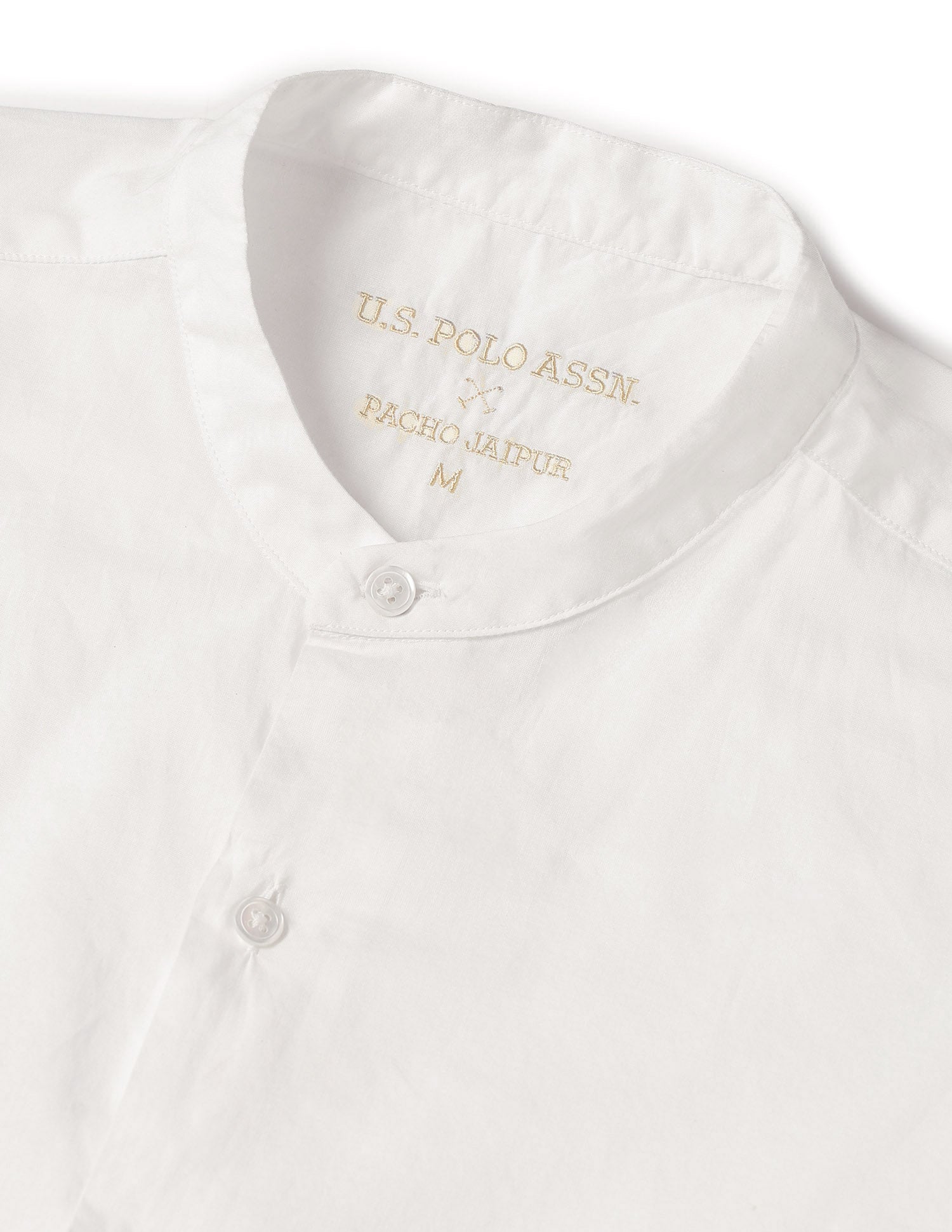 Pacho X Tailored Fit Mandarin Collar Shirt White - U.S. POLO ASSN. | Large
