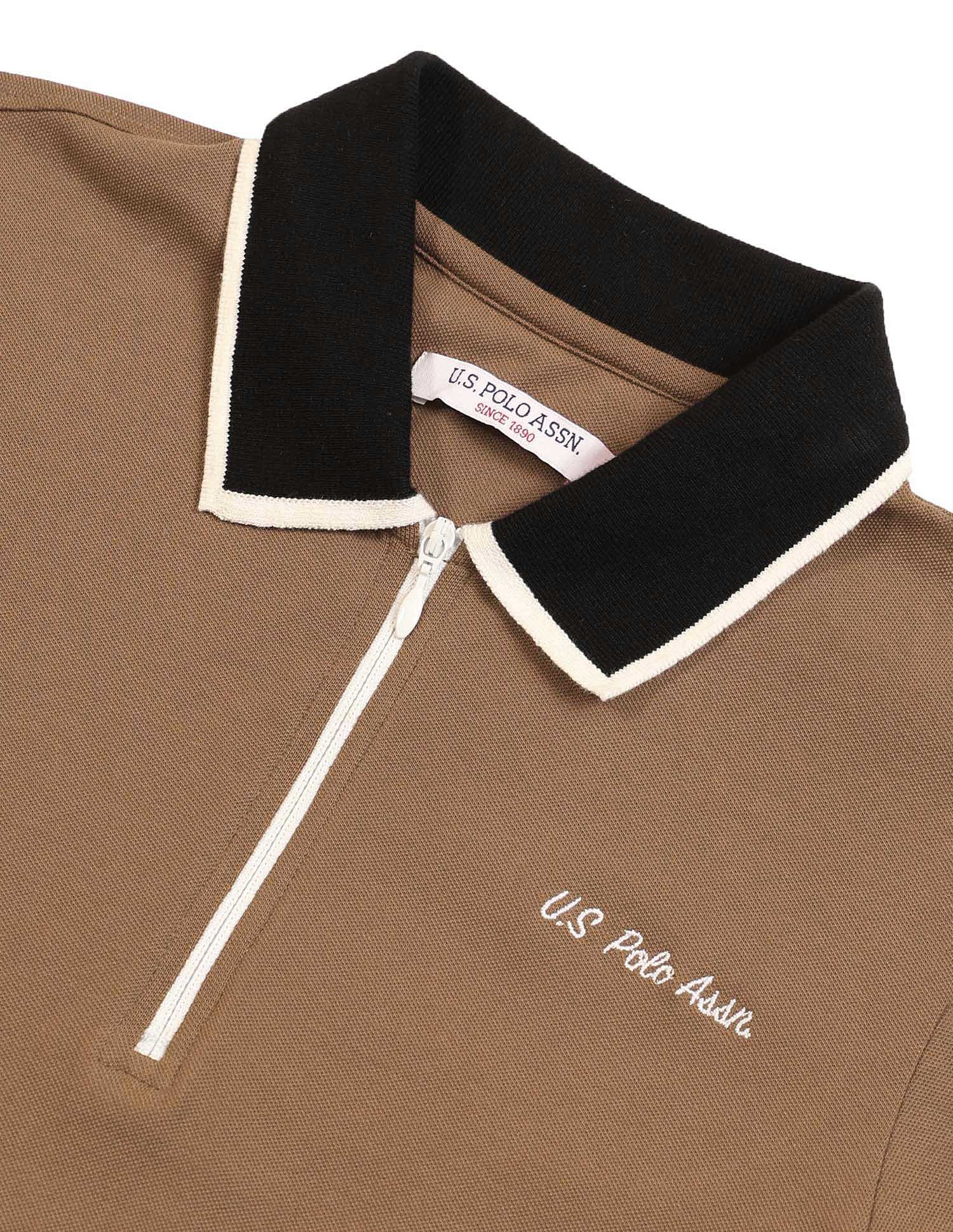 Regular Fit Solid Polo Shirt Brown - U.S. POLO ASSN. | Large