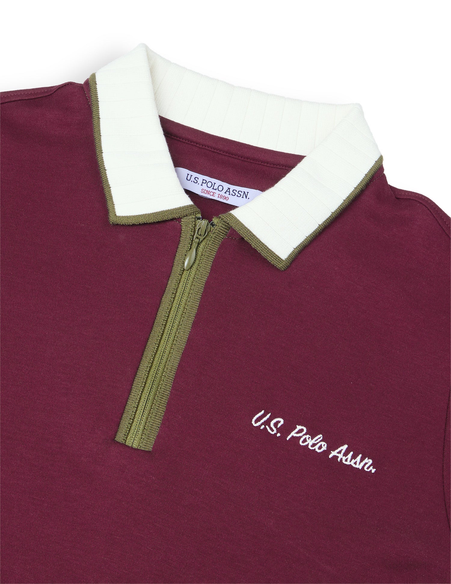 Solid Regular Fit Zipper Polo Shirt Maroon - U.S. Polo Assn. India | Large