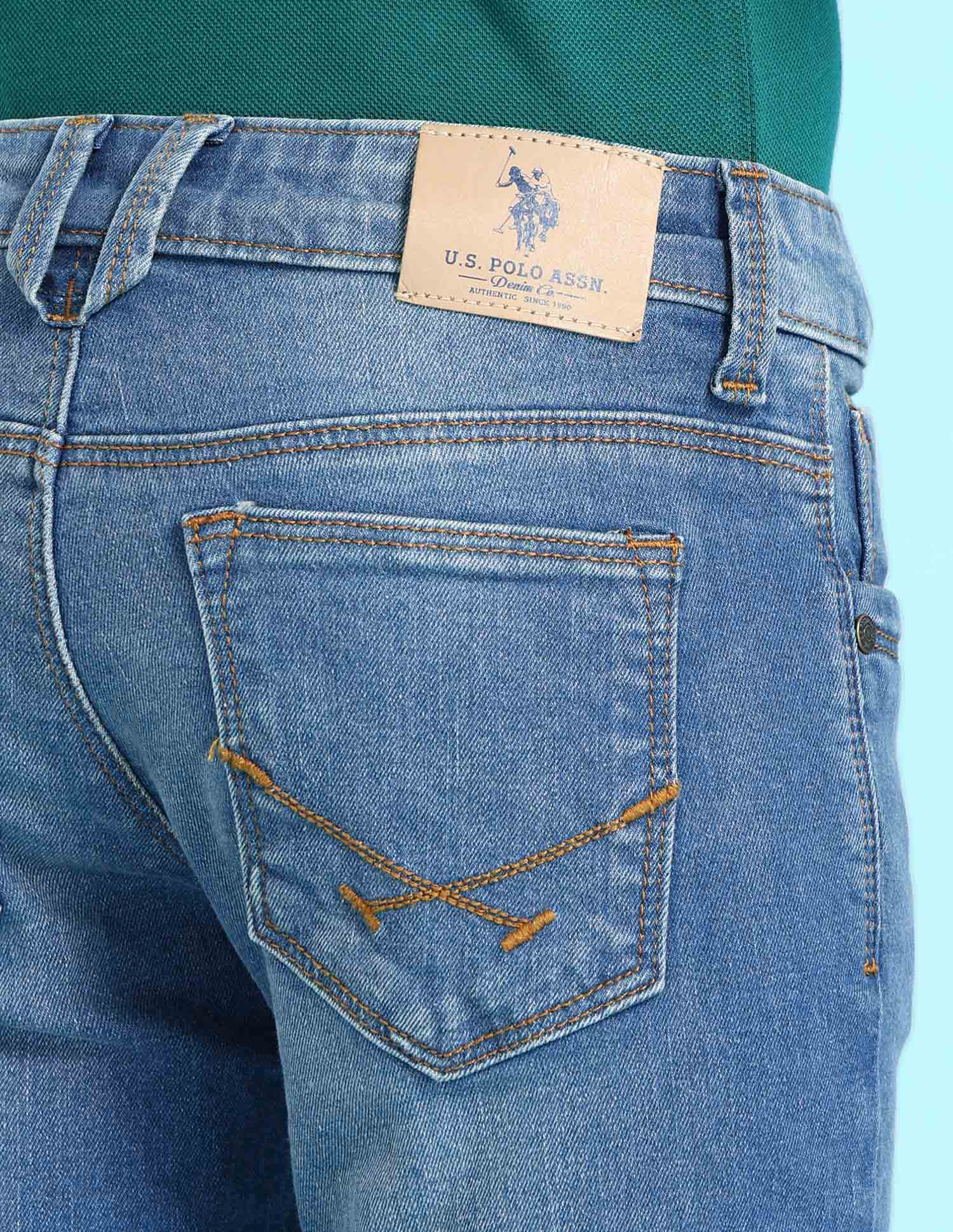 Boys Blue Slim Fit Stone Wash Jeans Blue - U.S. POLO ASSN. | Large