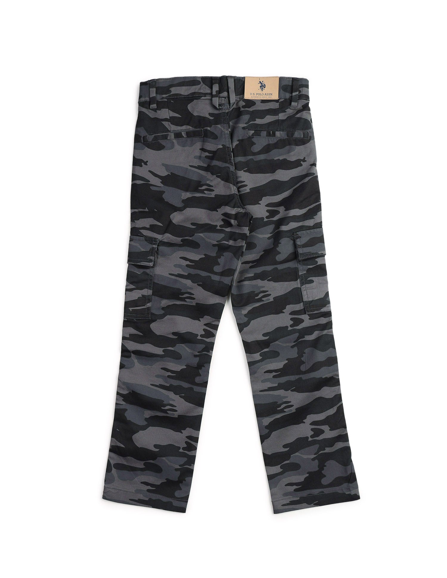 Boys Camouflage Printed Regular Fit Cargos Grey - U.S. POLO ASSN. | Large