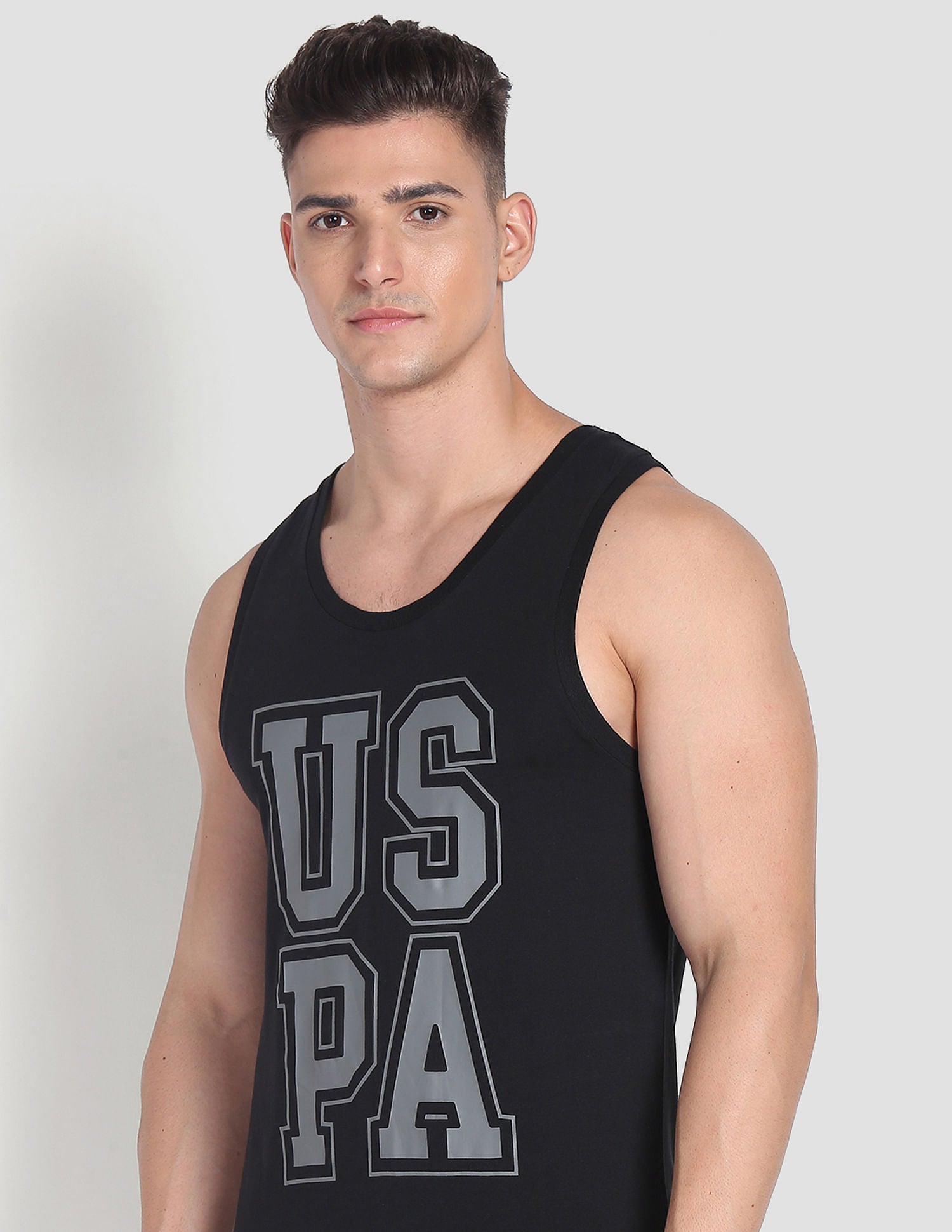 Brand Print Cotton IYBD Vest - Pack Of 1 Black - U.S. POLO ASSN. | Large