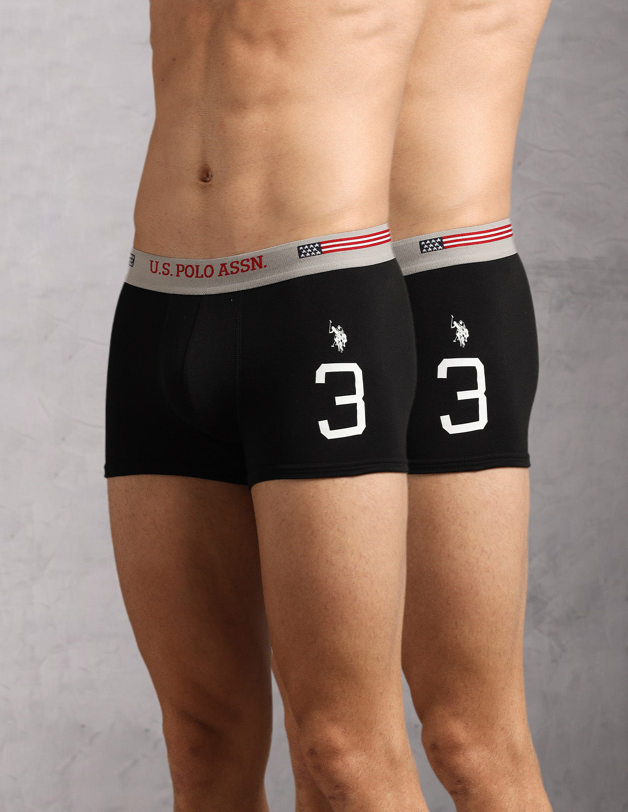 Pure Stretch Cotton I641-P2 Trunks - Pack Of 2 Black-Black - U.S. Polo Assn. India | Large