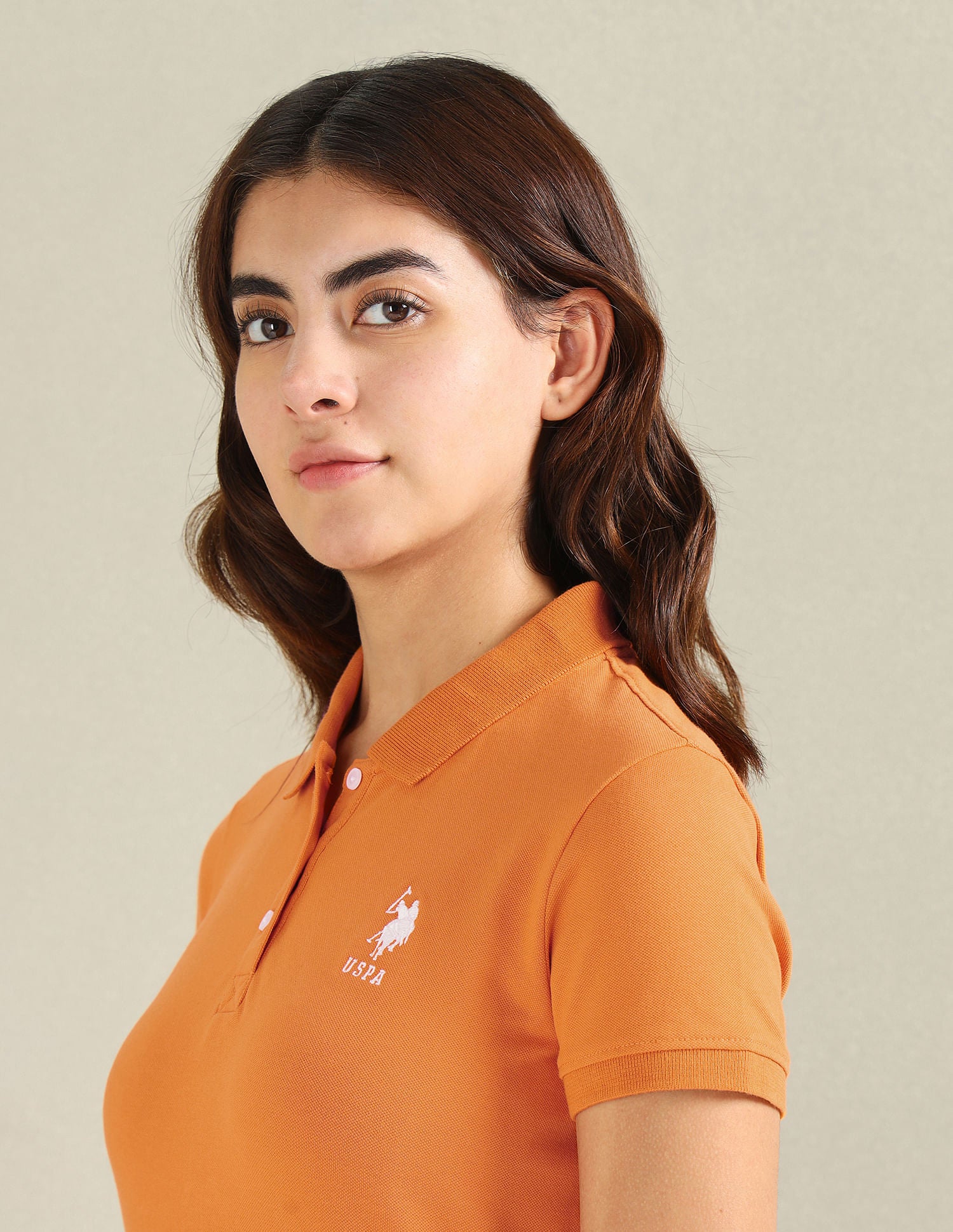 Cotton Stretch Logo Polo Shirt Mustard - U.S. POLO ASSN. | Large