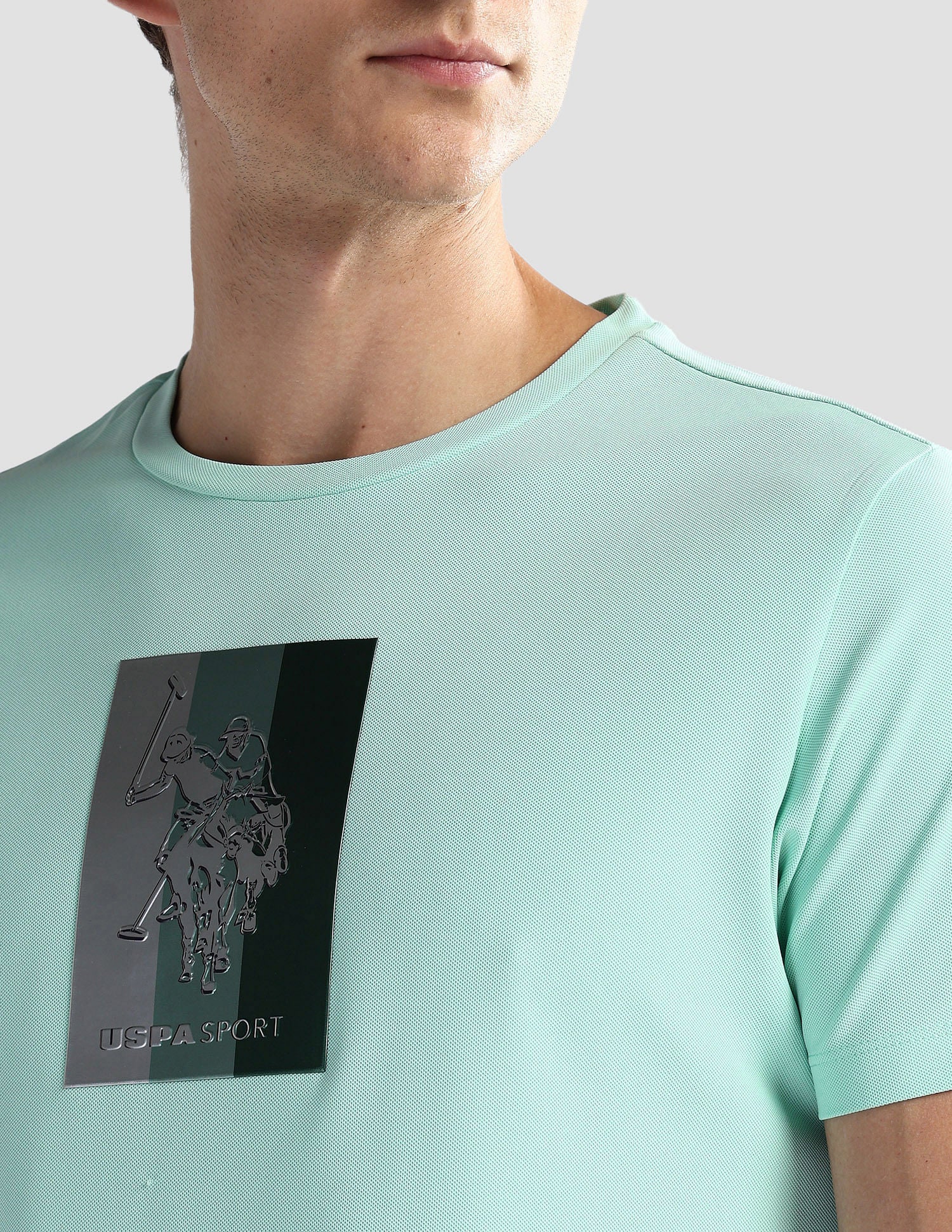 Slim Fit Honeycomb T-Shirt Mint - U.S. Polo Assn. India | Large