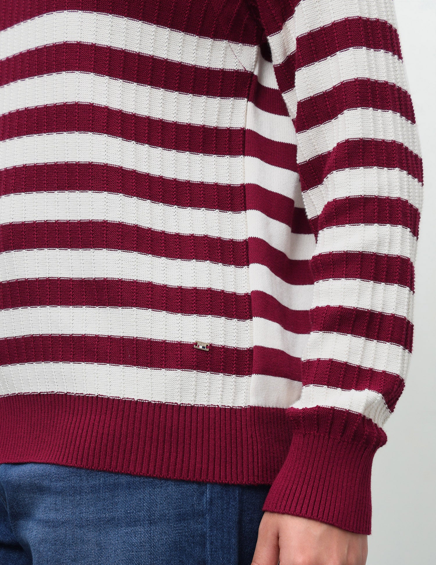 Horizontal Striped Regular Fit Sweater Maroon - U.S. Polo Assn. India | Large