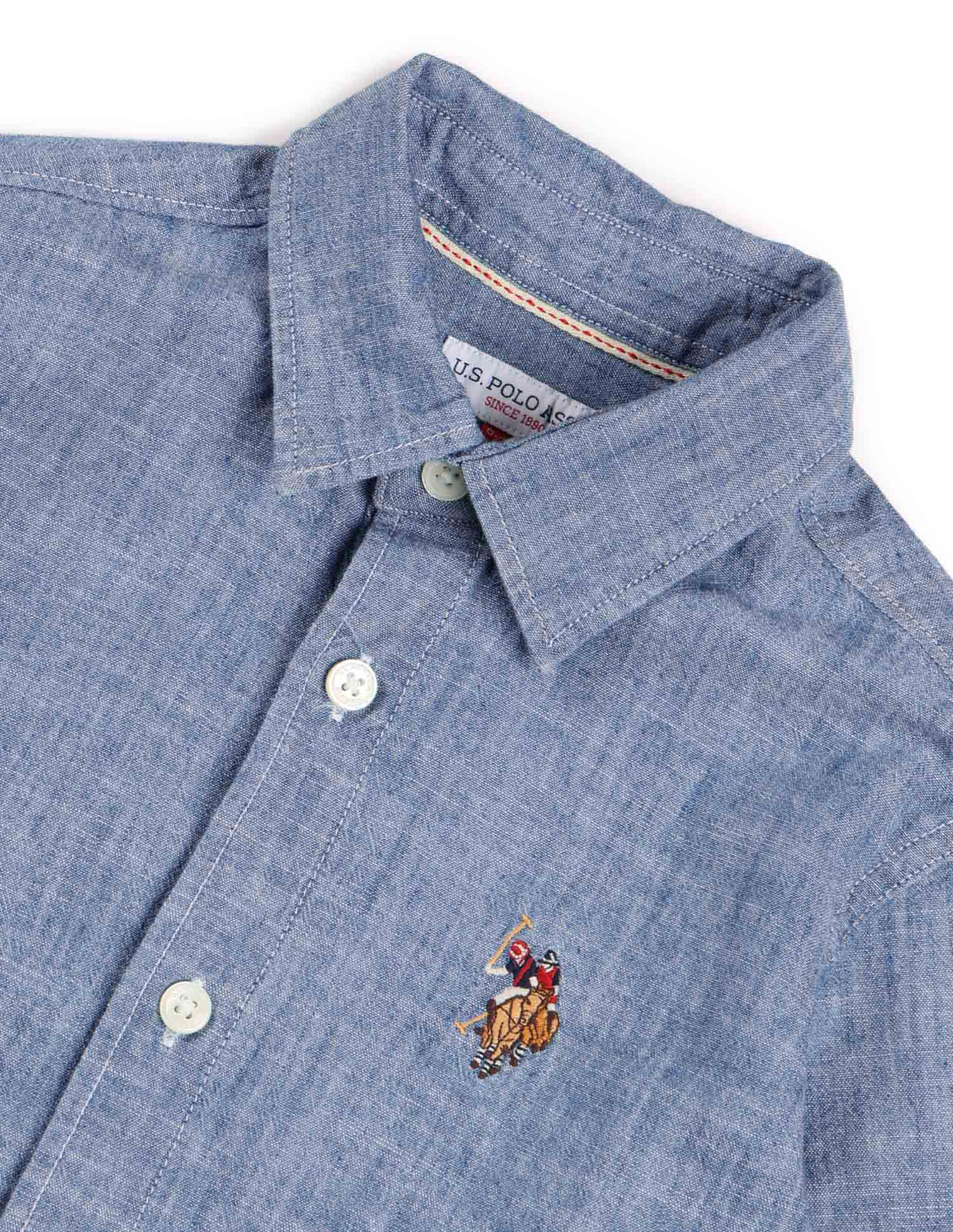 Boys Textured Regular Fit Shirt Indigo - U.S. POLO ASSN. | Large