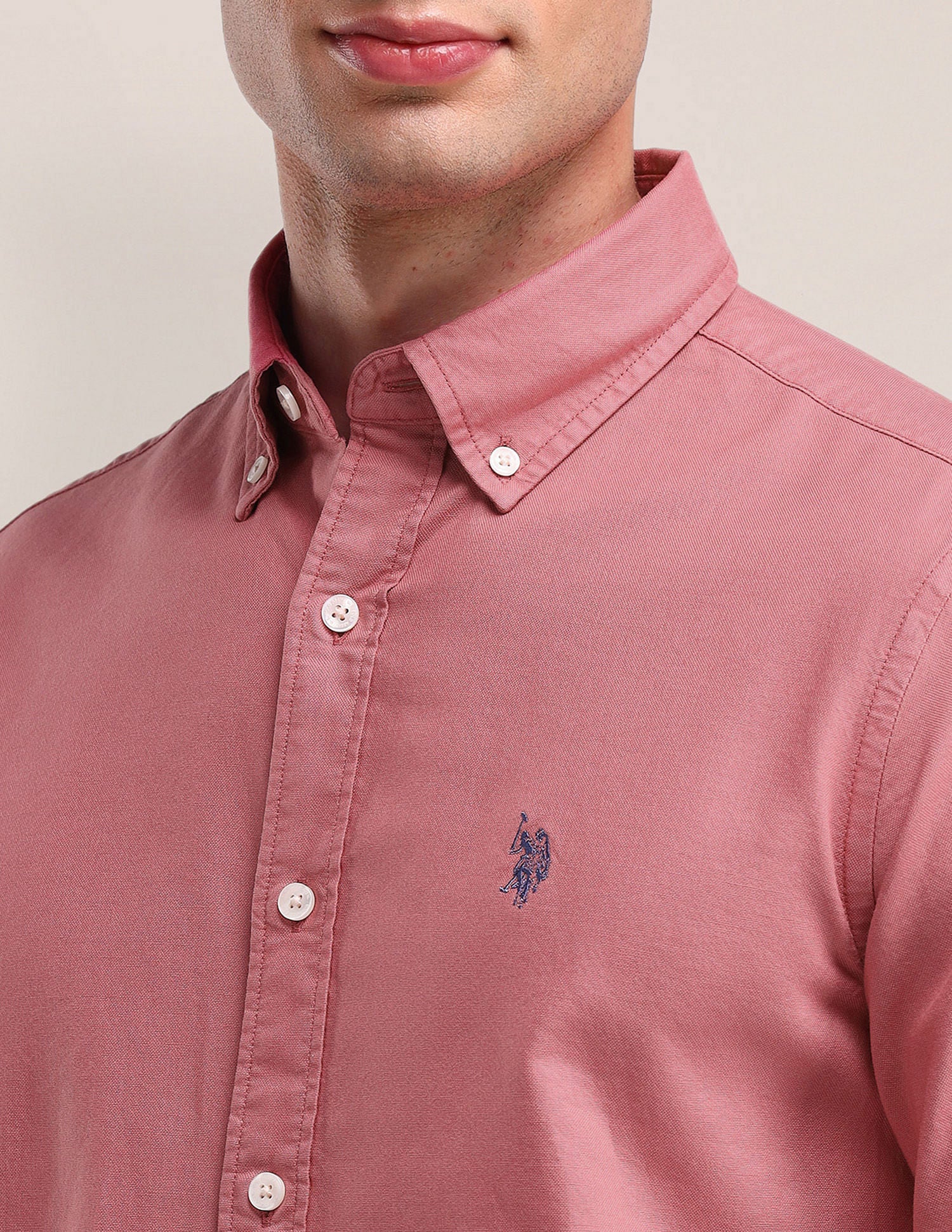 Tailored Fit Solid Shirt Pink - U.S. POLO ASSN. | Large