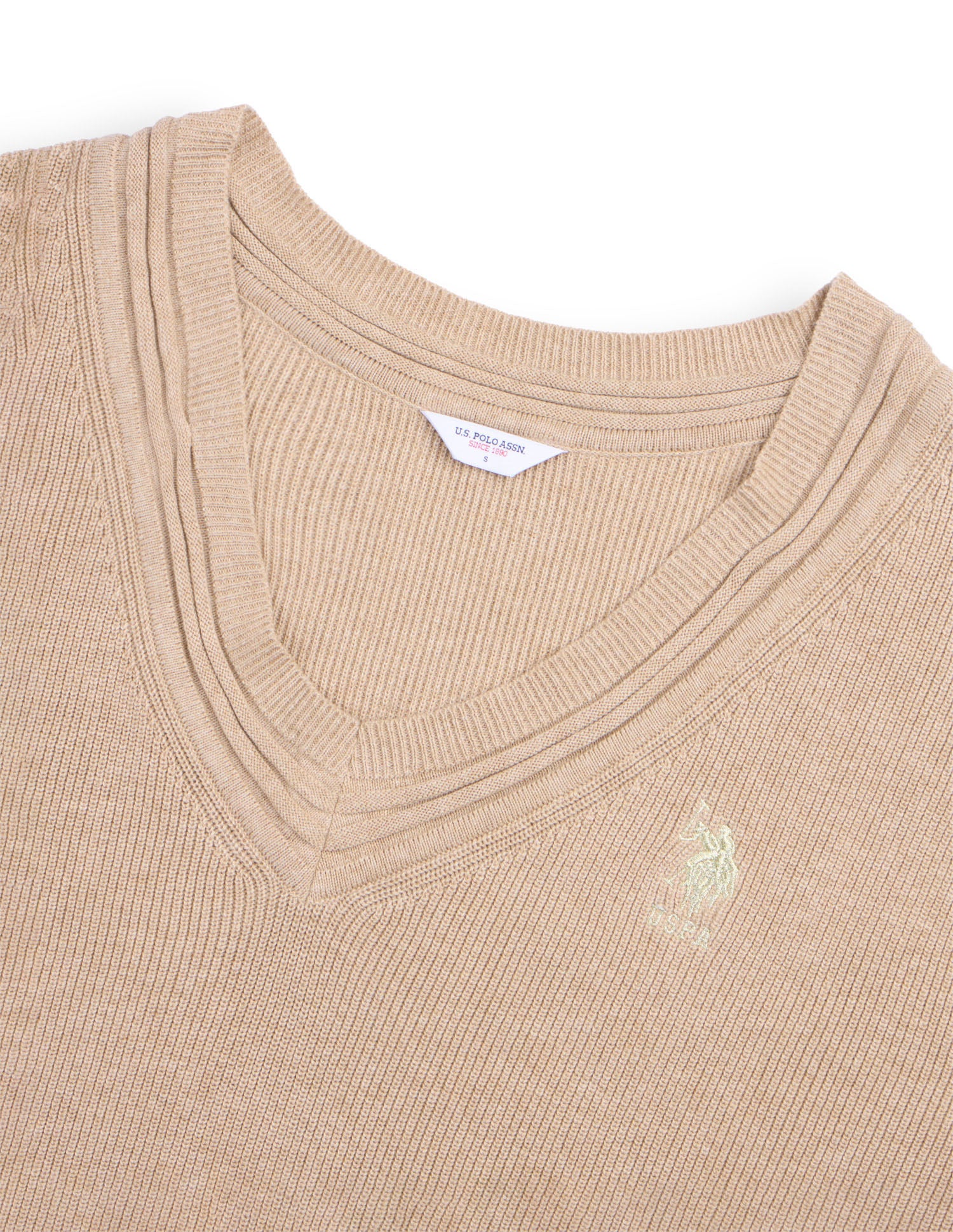 Solid Regular Fit Sweater Beige - U.S. Polo Assn. India | Large