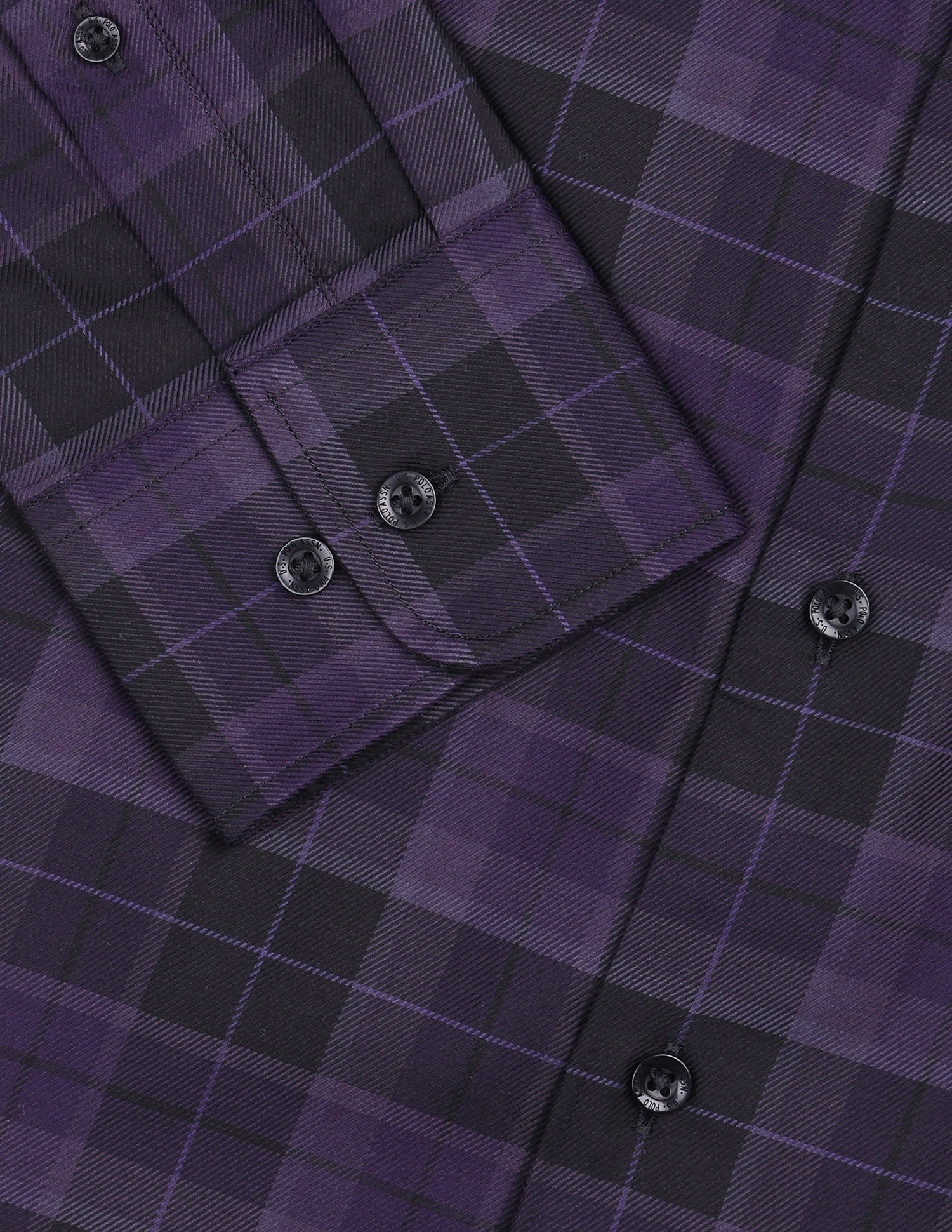 Tartan Checked Twill Shirt Dark Purple - U.S. Polo Assn. India | Large