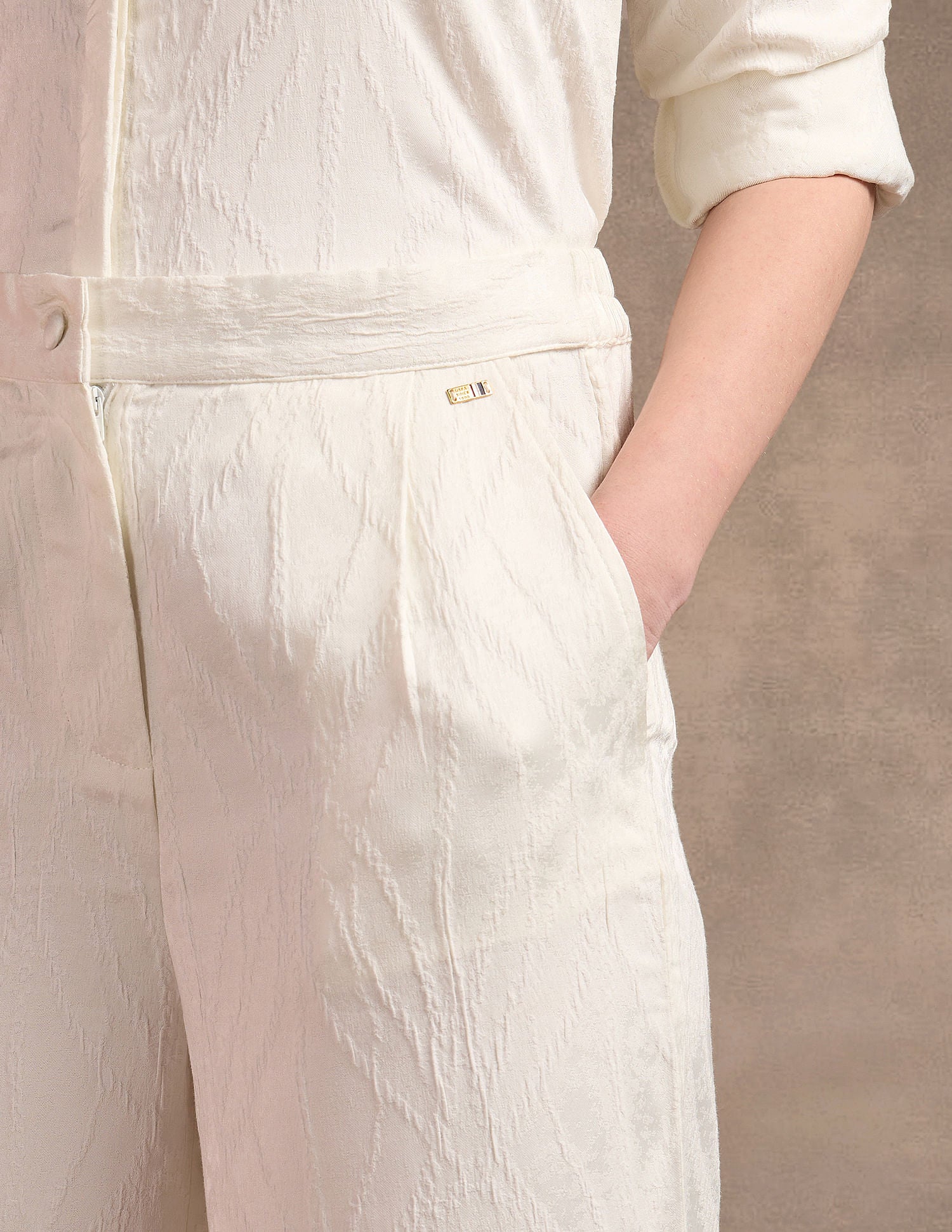 High Rise Wide Leg Trousers White - U.S. Polo Assn. India | Large