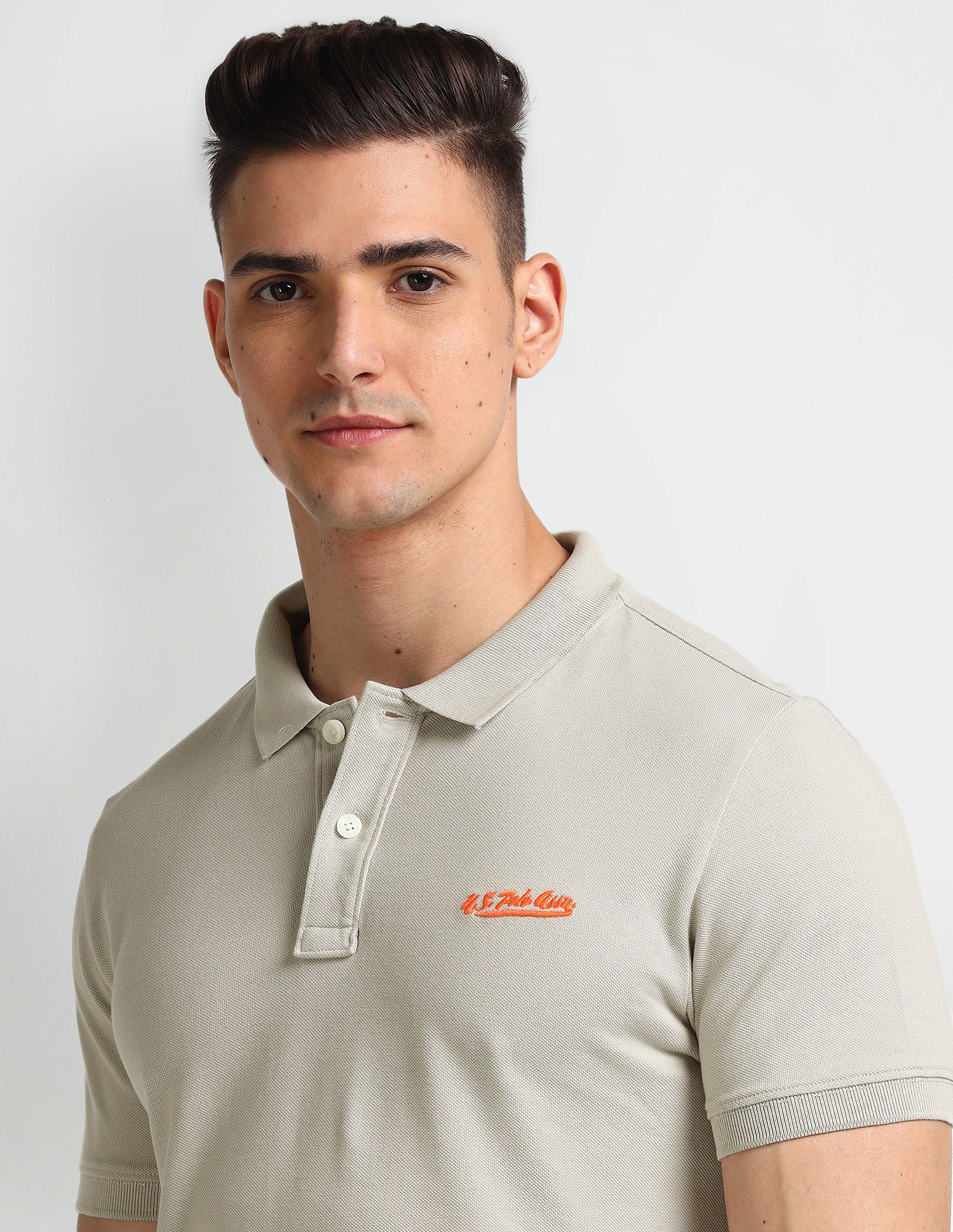 Solid Muscle Fit Polo Shirt Taupe - U.S. Polo Assn. India | Large